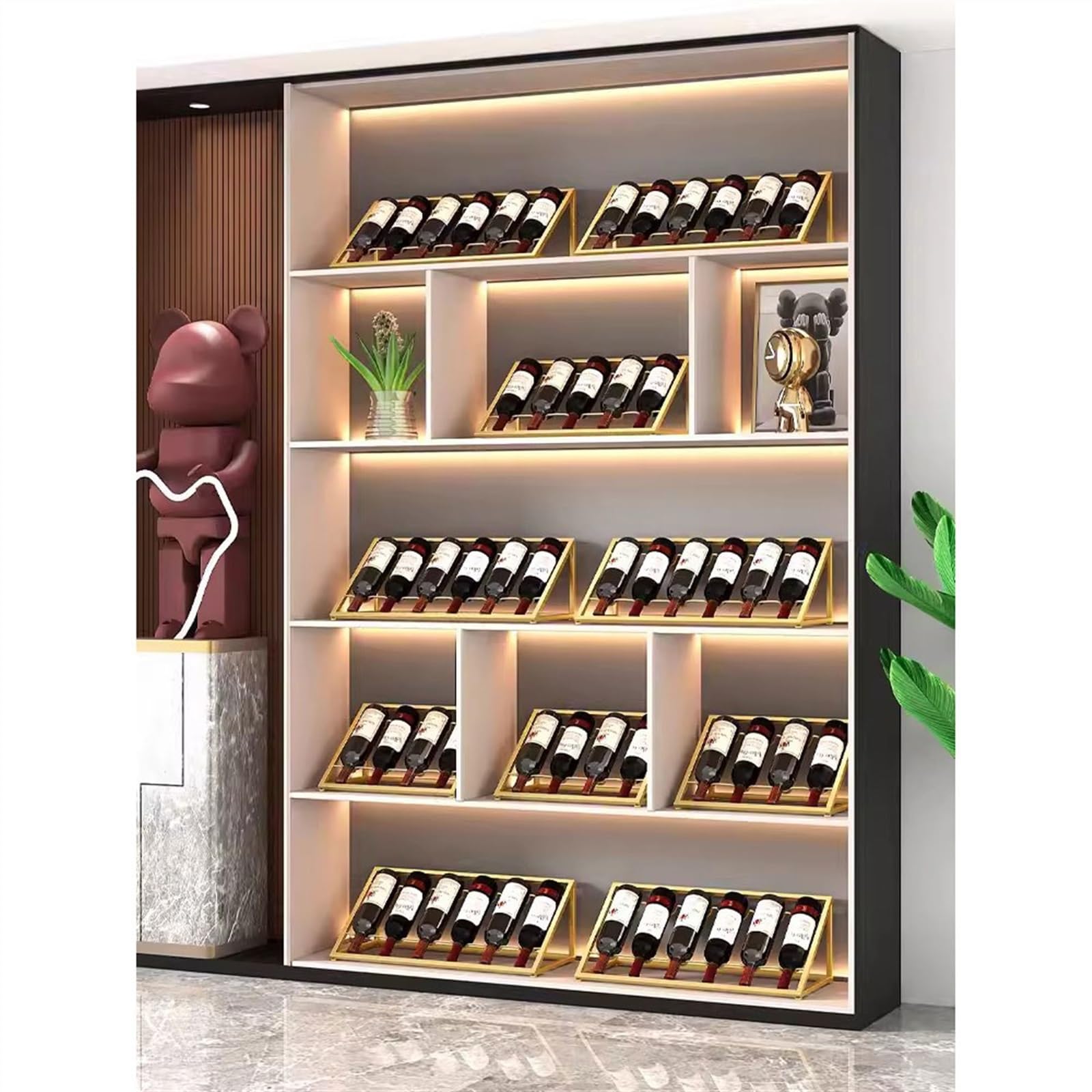 Botellero Enfriador de Vino for Bodega, Estante de exhibición for vinos, Estante for Vino Tinto, Estante Inclinado for el hogar, Adornos for estantes de Vino Portabotellas de Vino
