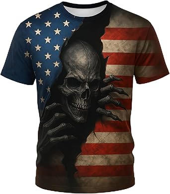 Blissboy Funny Skull Graphic T-Shirt Novelty Short Sleeve Crewneck Shirt