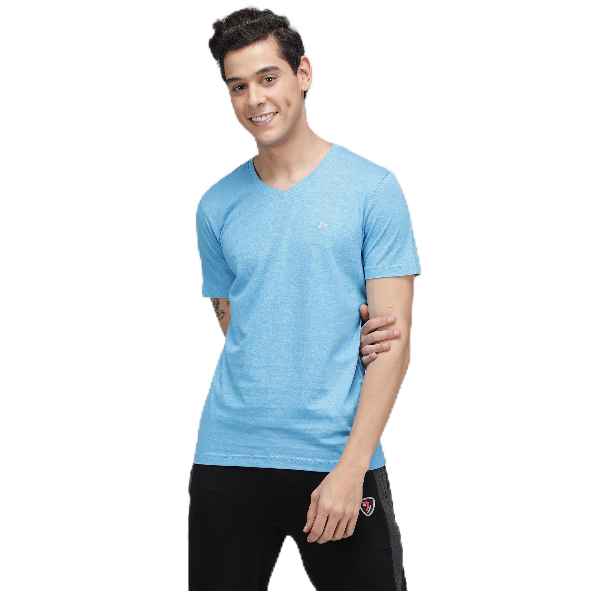 Buy sporto V-Neck Quick Dry Active T-Shirt for Men |(Aqua Jaspe