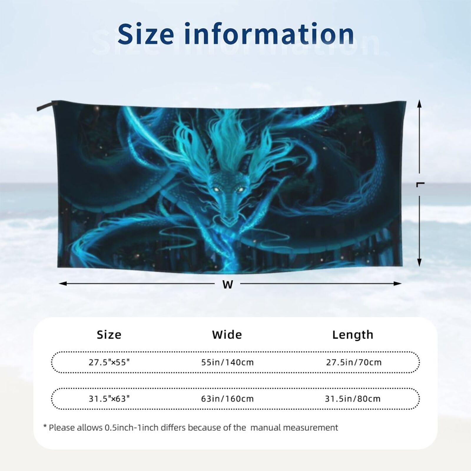 Serviette à Séchage Rapide pour Chien Teckel, Serviette en Microfibre Ultra-absorbante Et Légère pour Les Aventures en Plein Air Et La Maison, Blue Dragon and Girl, 27.5"x55"