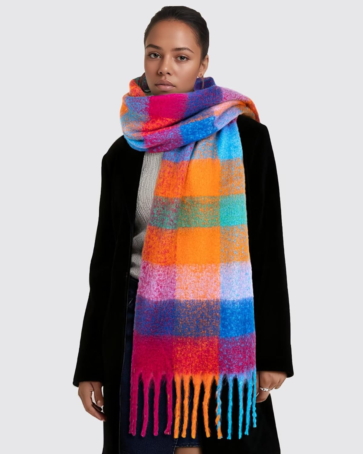 Colorful Winter Scarf for Women - Warm Chunky Blanket Scarves,Trendy Christmas Gifts & Stocking Stuffers for Women - Image 6