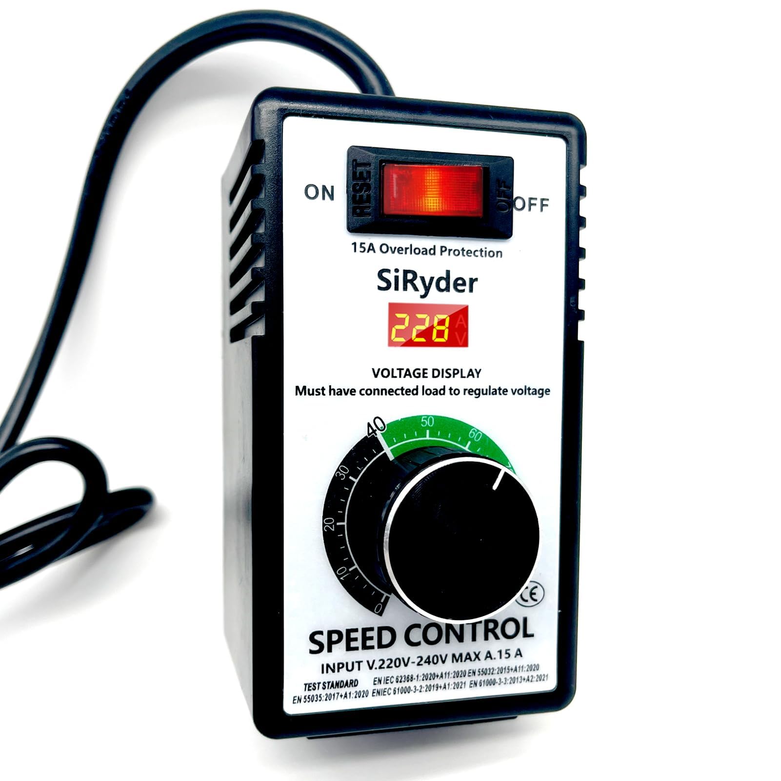 Regolatore di Tensione 220V Regolatore Velocita Motori Con Protezione Da Sovraccarico Per Smerigliatrici Angolari Asciugacapelli Trapani Portatili Seghe Circolari 10A
