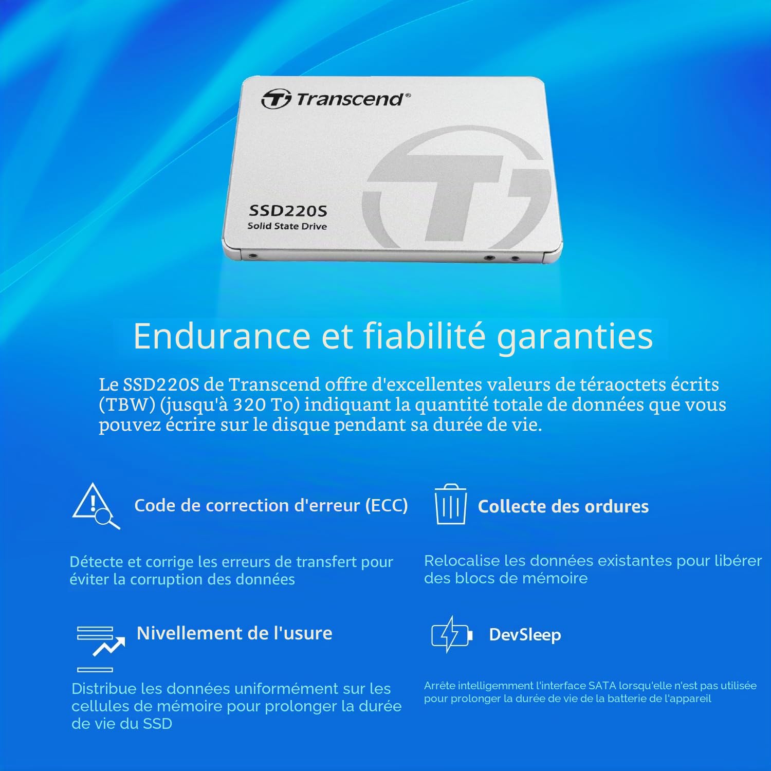 Transcend SSD220S SSD interne 120GB 2,5" SATA III 6 Gb/s 3D TLC NAND - TS120GSSD220S