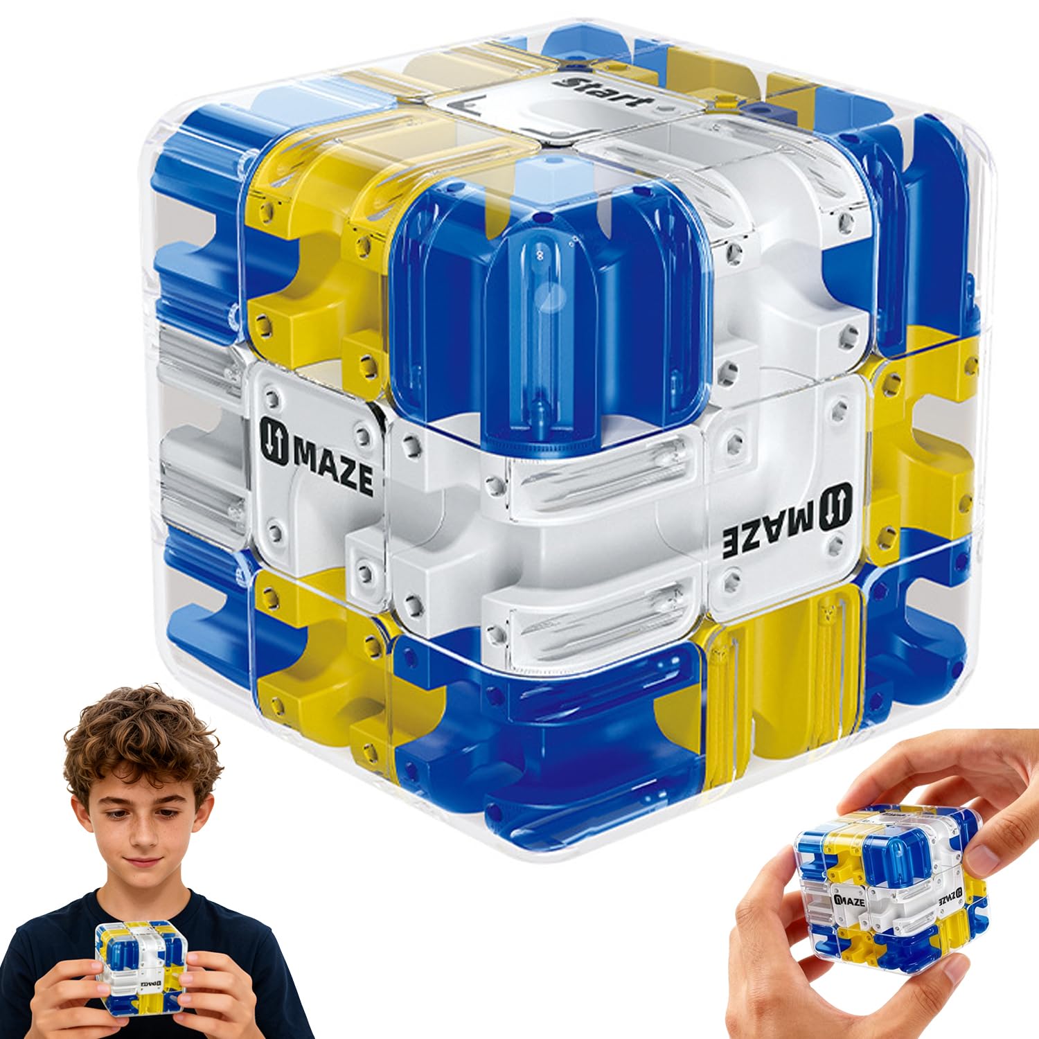 Labyrinth 3D Puzzle Maze Cube, Large Logical Challenge Puzzle Cube, Engaging Brain Teaser Toy, Fidget Toy for Stress Relief, Educational Focus Game Gift for Adults Teens for Logic Development (A)