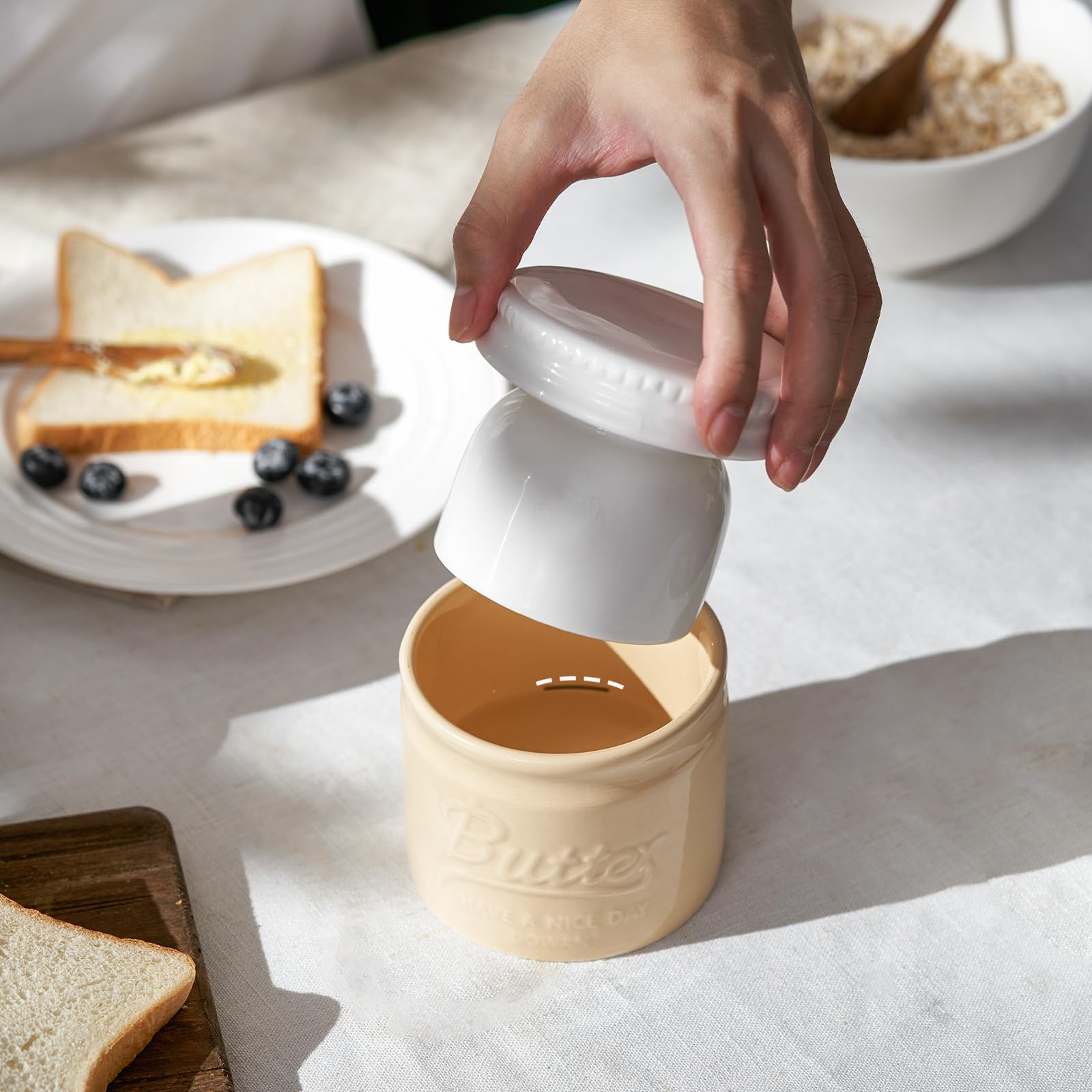Französischer Keramik-Buttertopf Mit Deckel – Gelb, Wasserdicht, Hält Butter Streichbar Weich (ohne Kühlung)