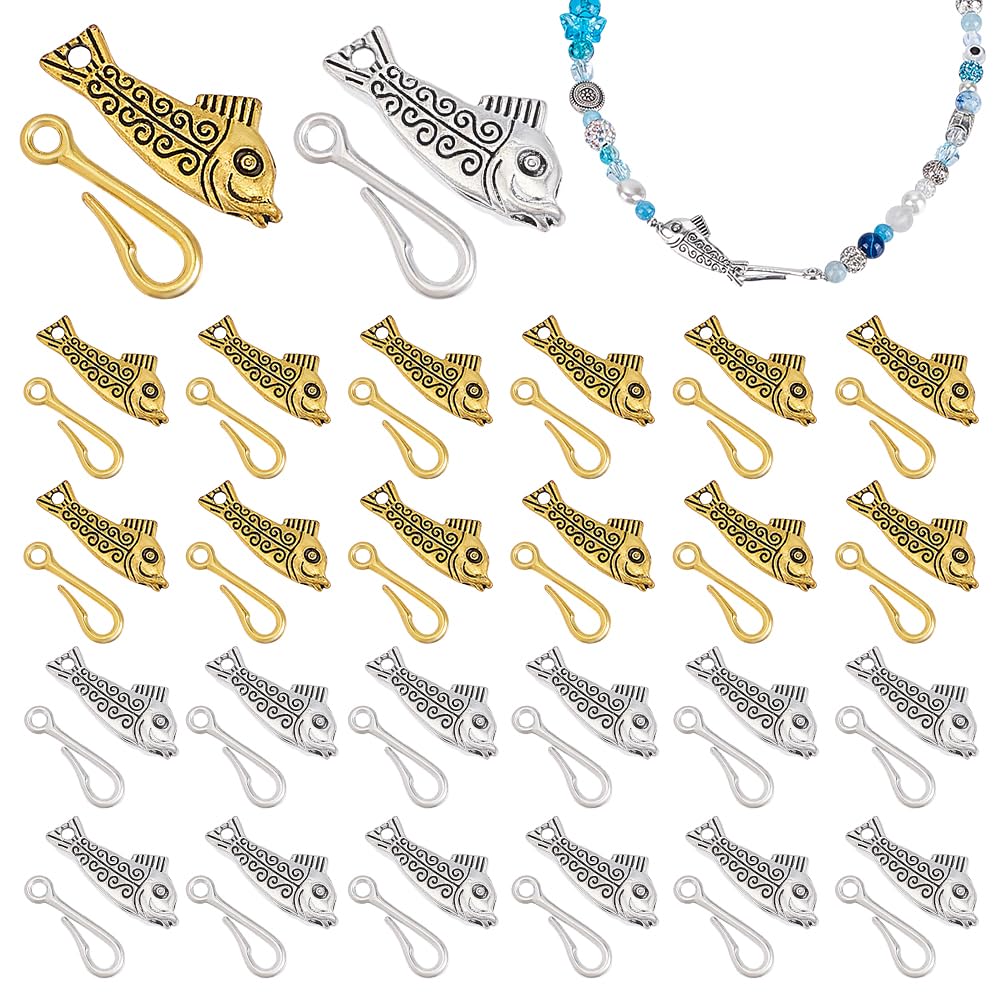 Fermoir en T en métal au fini doré et argenté antique pour finitions de bijoux de prestige