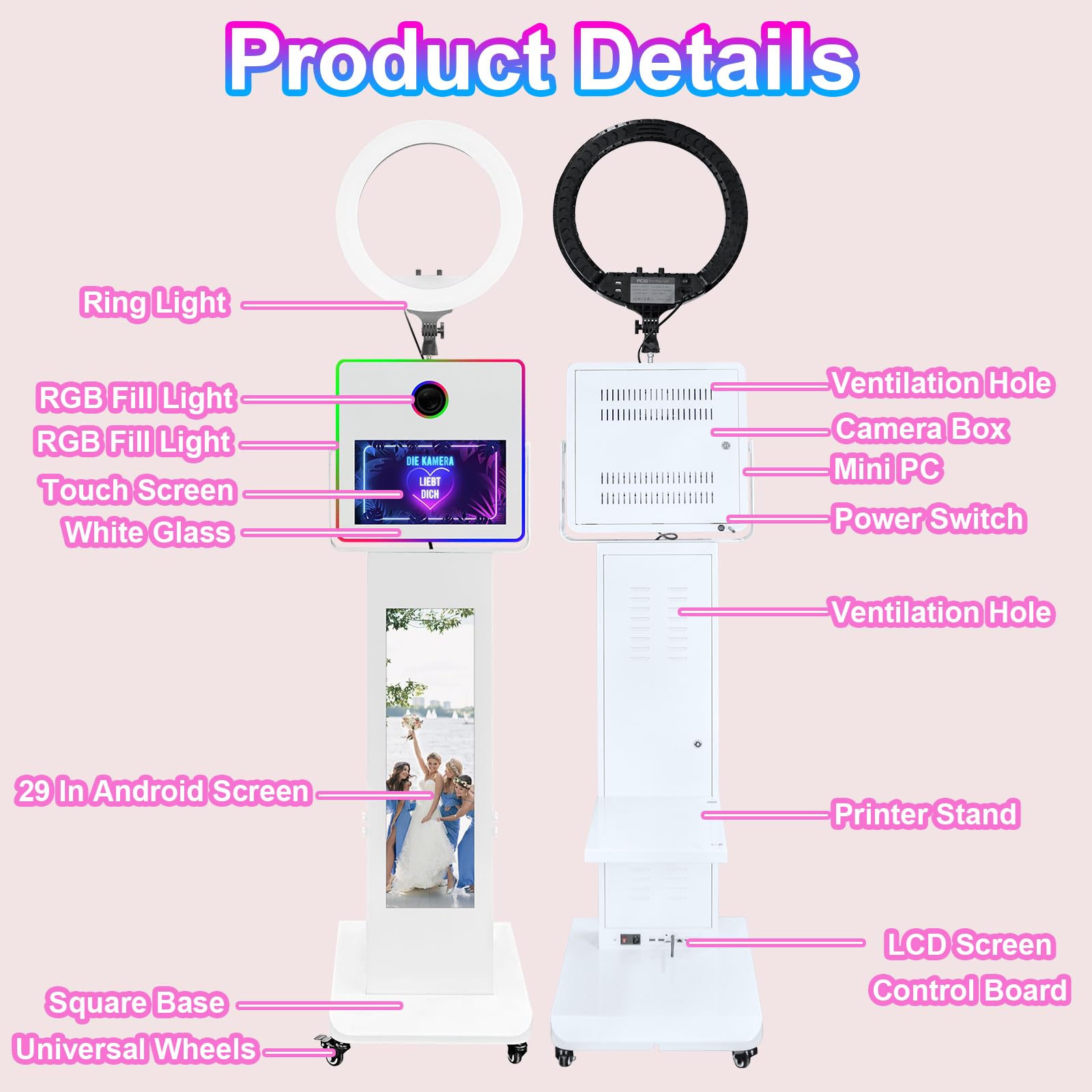 Photo Booth Machine 15,6-calowy ekran dotykowy z wyświetlaczem LCD 73.7 cm