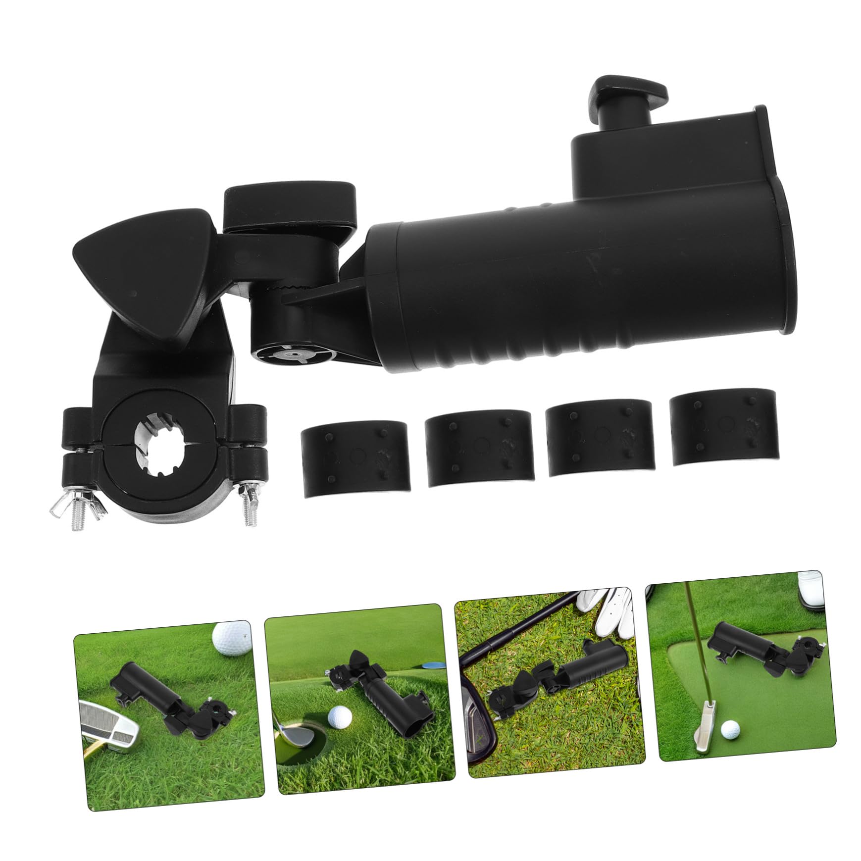 WOONEKY 2 Piezas Soporte para Paraguas de Golf Soporte con Abrazadera Resistente para Carrito de Golf Montaje Fácil para Torneos y Uso Diario Accesorio Duradero para Actividades al Aire