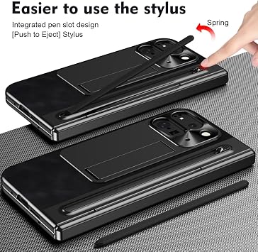for Google Pixel 9 Pro Fold Case with S Pen Holder & Stylus, PU Leather Case with Hinge Protection, Screen Protector, Kickstand, Protective Cover for Google Pixel 9 Pro Fold Black