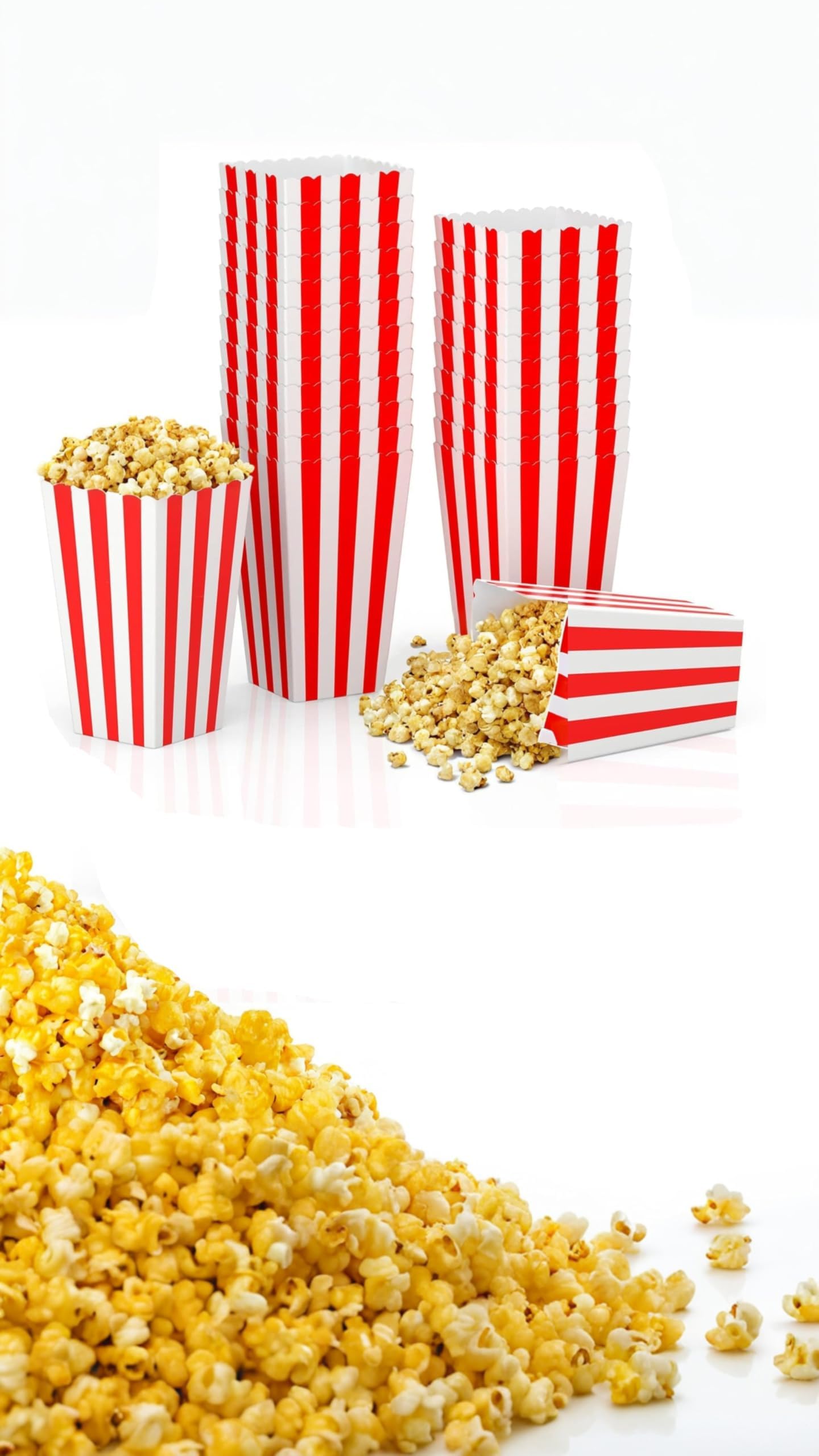 Sweet seven 25 Red Stripe Pattern Popcorn Boxes for Party Decor - 19.8x7CM Dinnerware Set