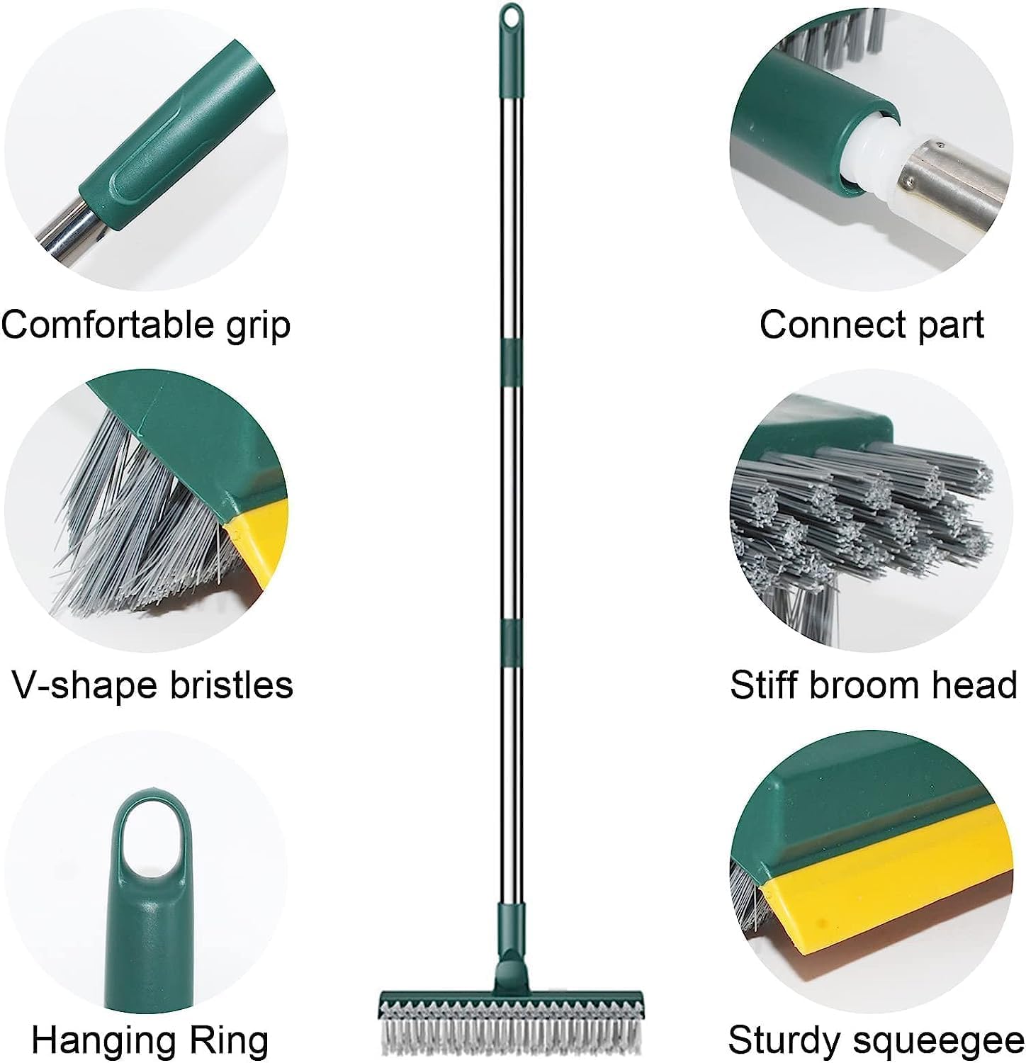 Brahmani Store 3 in 1 Bathroom Cleaning Brush with Wiper Tiles Cleaner with Long Handle 120° Rotate Bathroom Floor Scrub (1 pic) 2