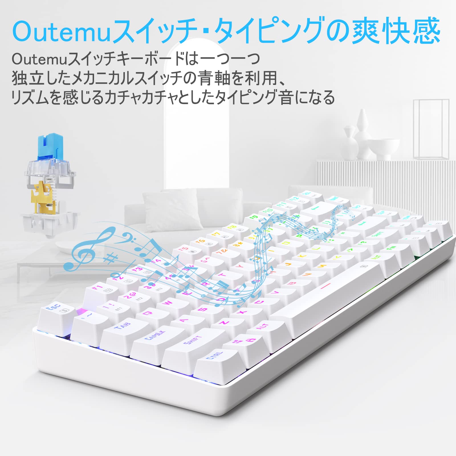 Amazon | E-YOOSOゲーミングキーボード ワイヤレスメカニカル