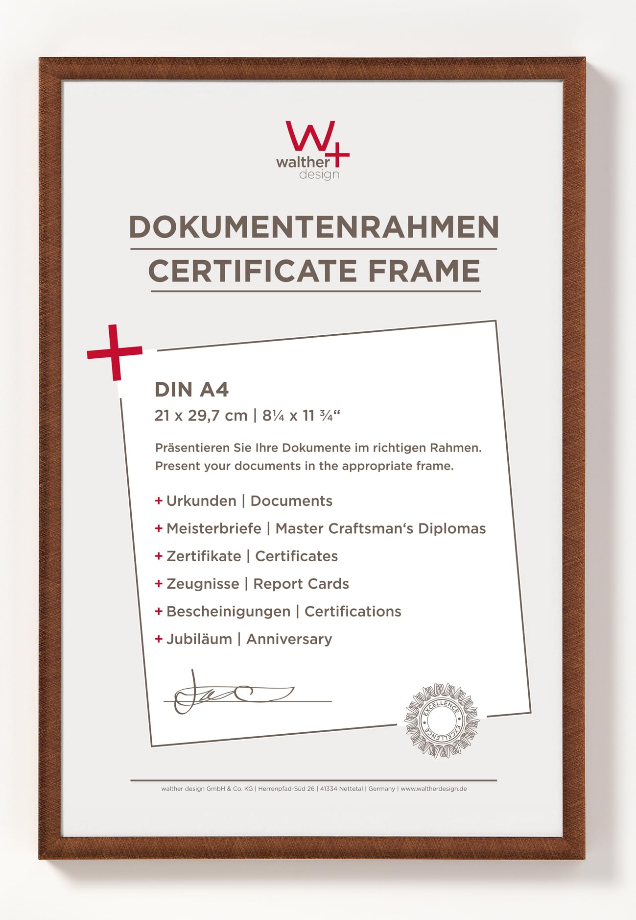 walther design Picture Frame bronze 21 x 29,7 cm (DIN A4) New Lifestyle Plastic Frame KV130J