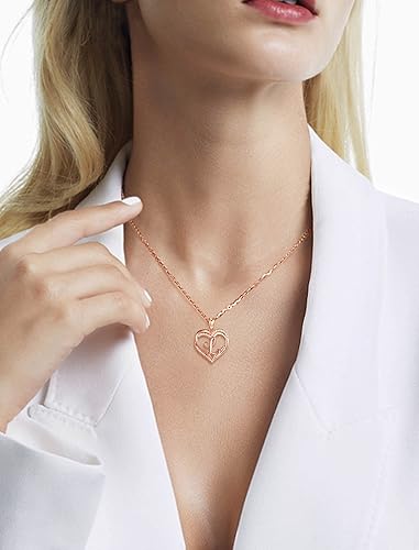 Miniatura 6 de INFUSEU Collares únicos con iniciales para mujeres y niñas, joyería con letras de corazón pequeño, regalos personalizados significativos