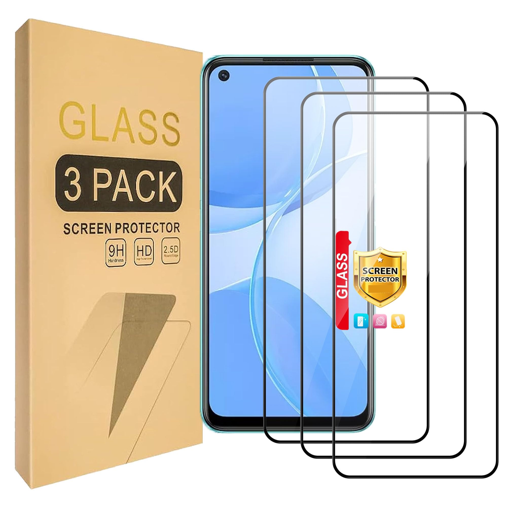 (3 Pack) Compatible for Oppo Reno Ace 2 Screen Protector Tempered Glass，Case Friendly [High definition][Hardness 9H]