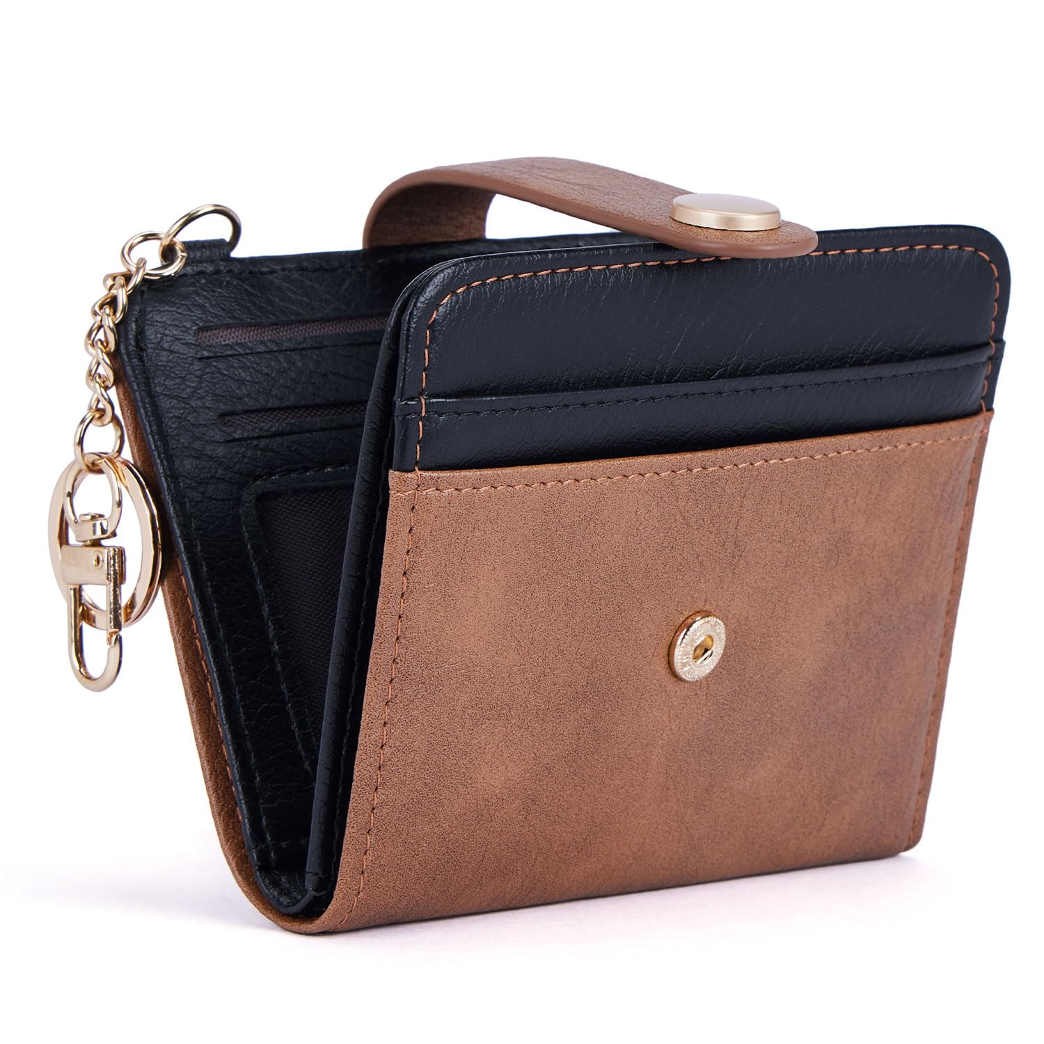 POIUGOYA Slim Wallet for Women,RFID Blocking Bifold Credit Card Holder with Zipper Coin Pocket,ID Window,Keychain