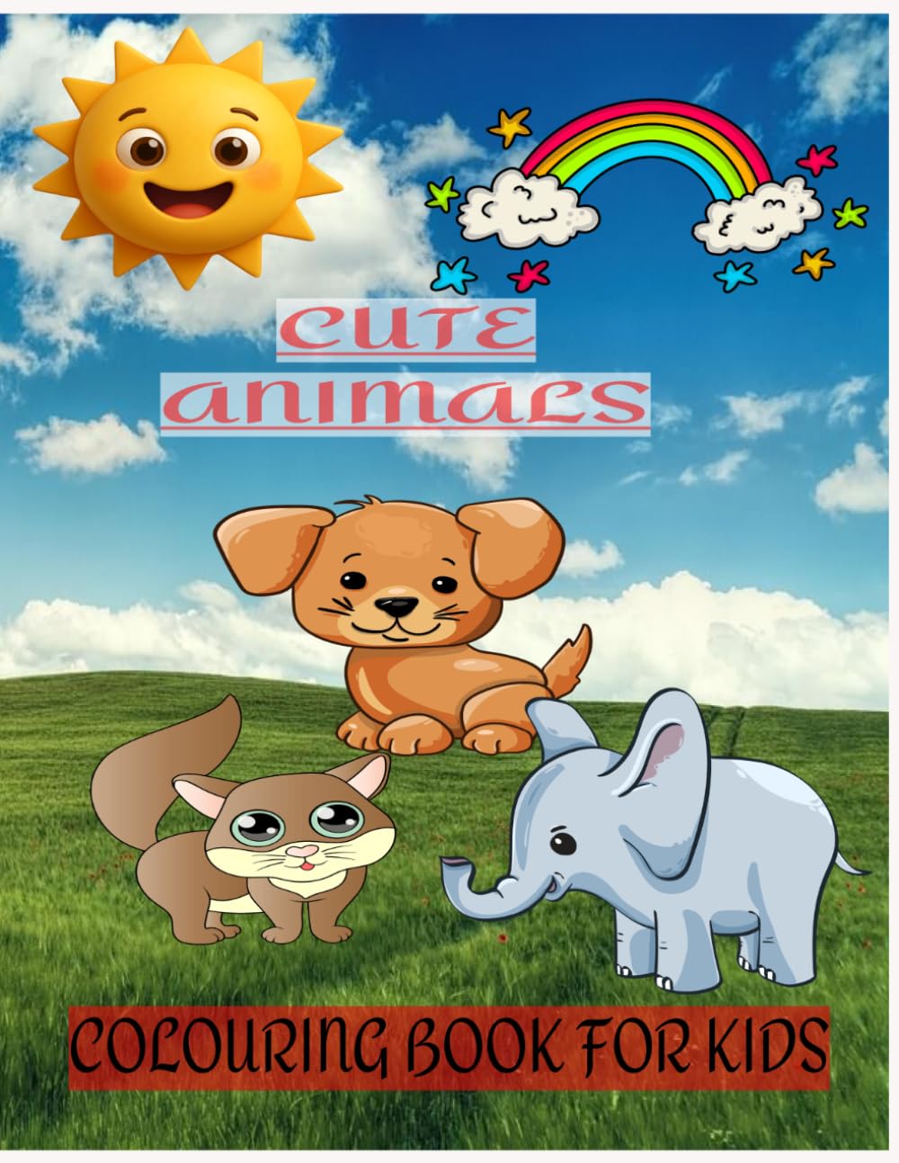 Animals cute & funny: bold and easy colouring book for kids and adults