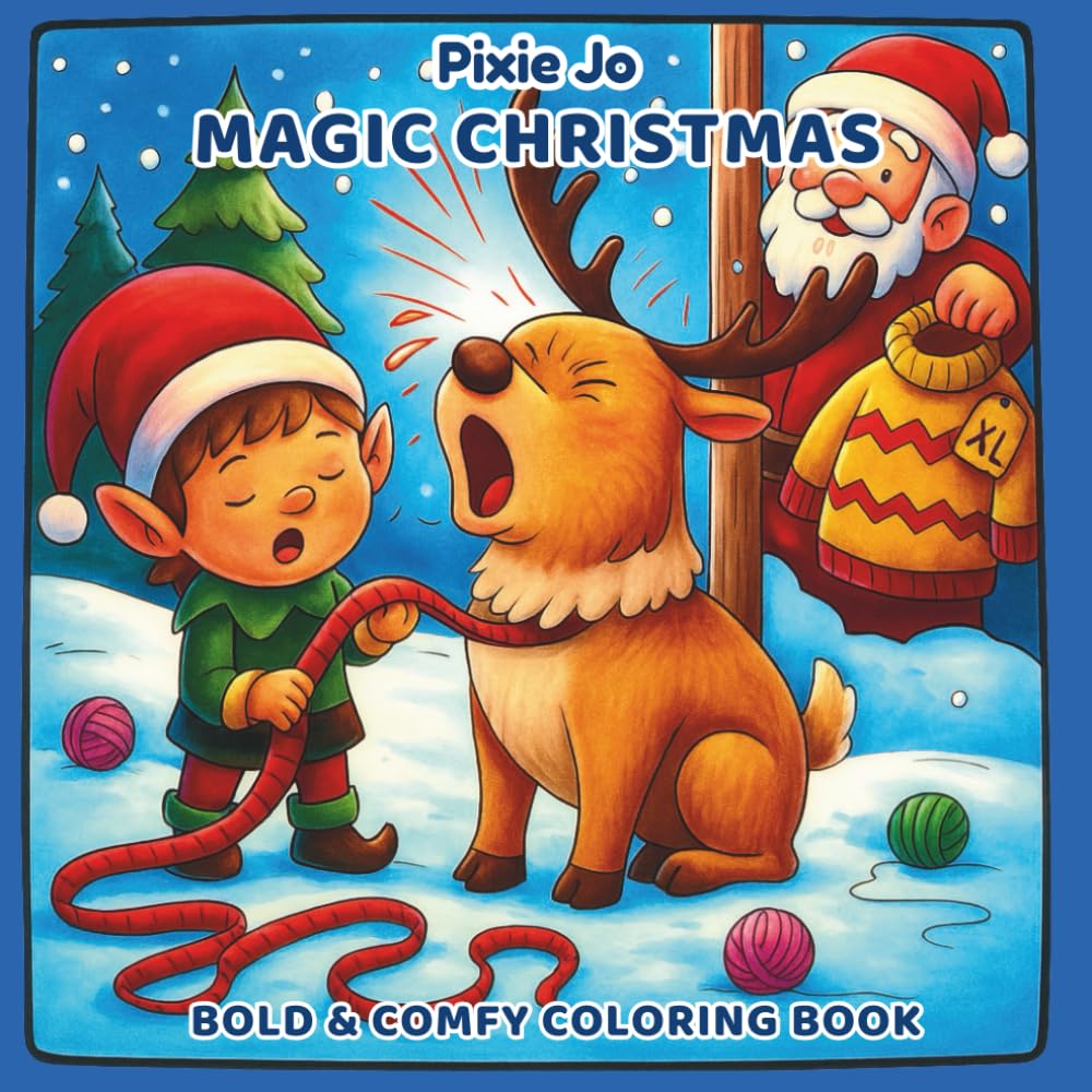 Cozy Magic Christmas: The Cute Reindeer and Elf Relaxing Festive Colouring Book for Kids and Adults