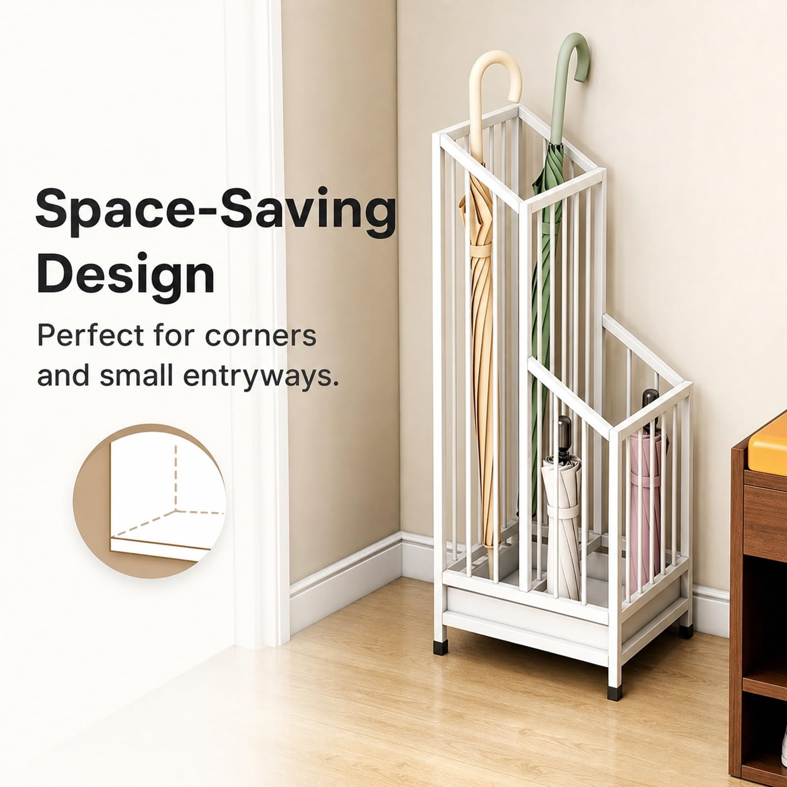 Soporte Para Paraguas Vertical Alto Metálico Para Interiores | Soporte para paraguas para recibidor, apto para hoteles, oficinas, hogares y locales comerciales(A,62x25x20cm)