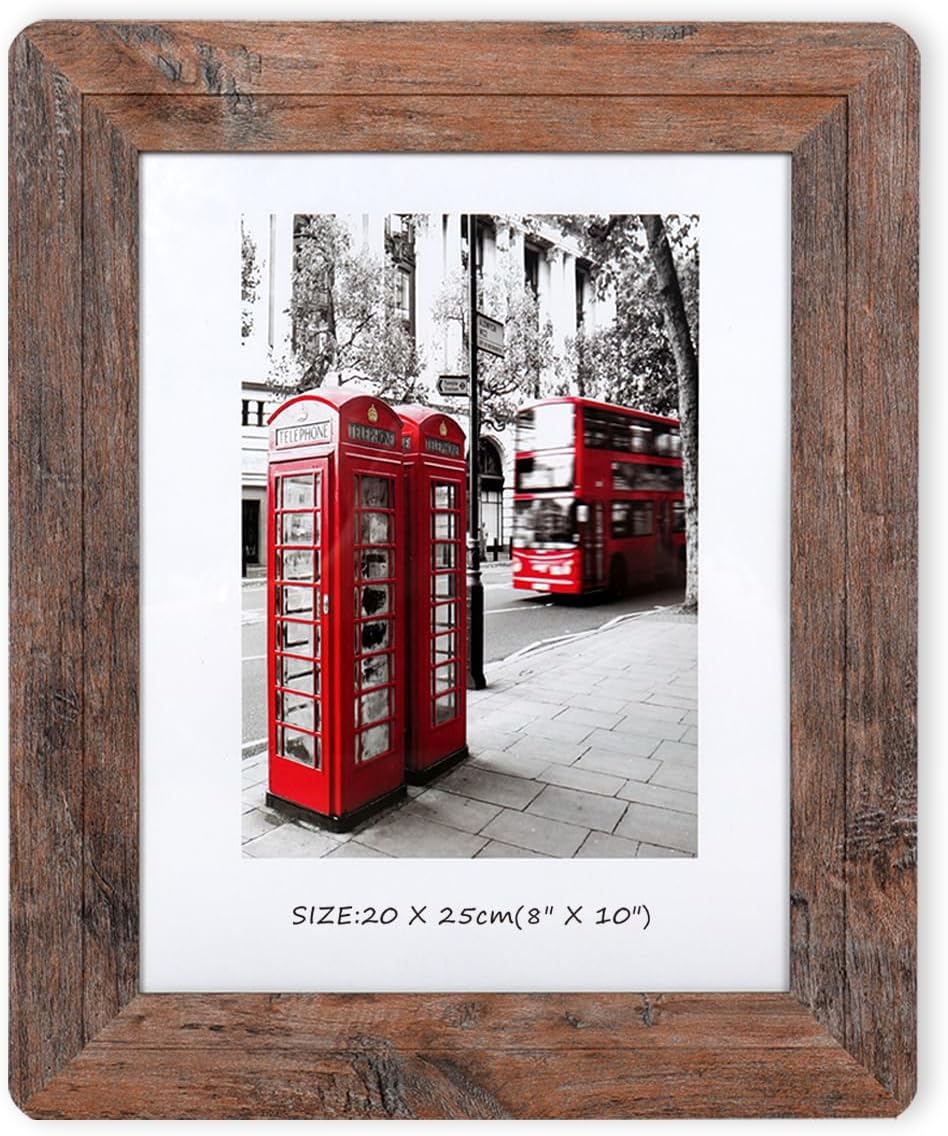 8x10 Wooden Picture Frames with Real Tempered Glass Rounded Corners