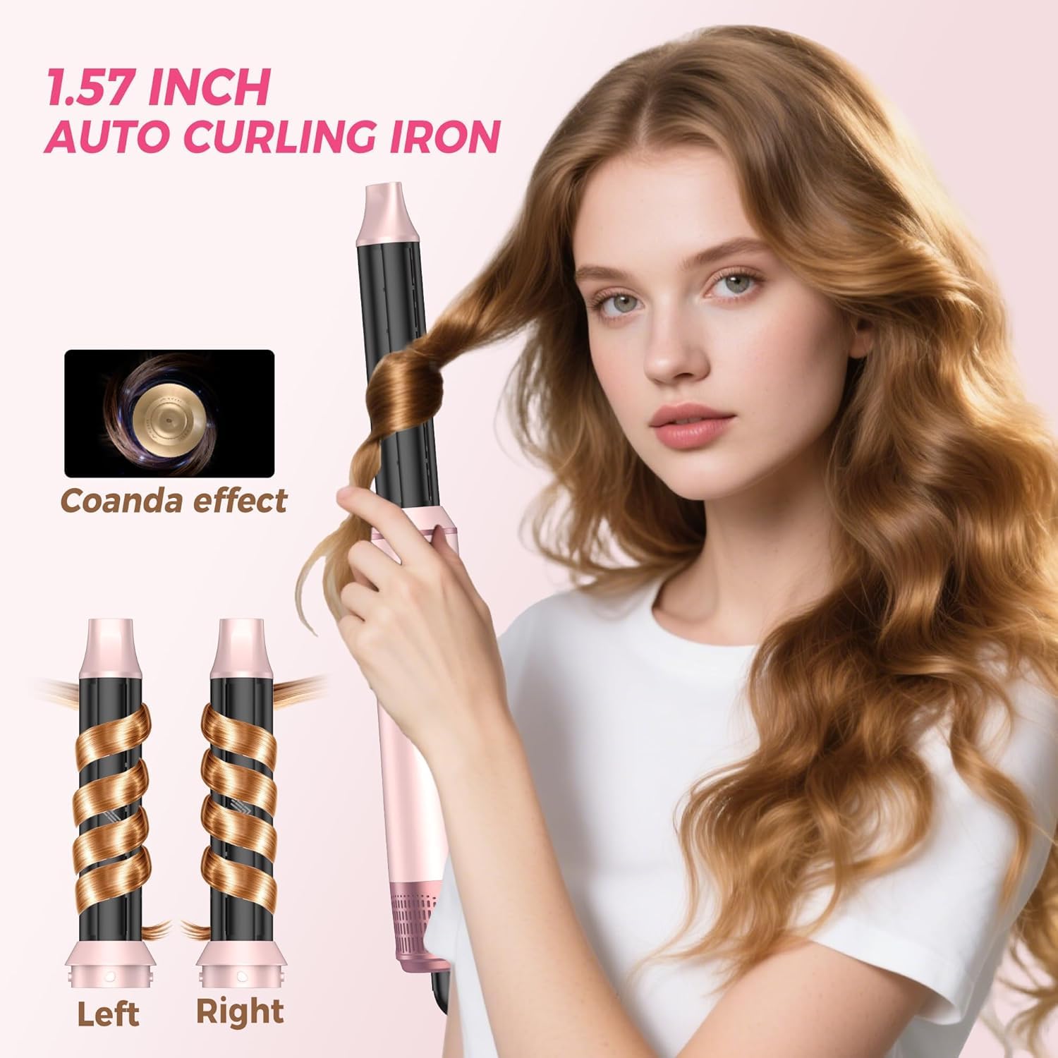 Atopskins Air Styler Brosse Soufflante 5 in 1, Seche Cheveux Ionique, Air Boucleur a Cheveux, Hair Styler Brosse Soufflante Brushing, Brosse Lissante, Pour Cheveux Bouclés, Sécher les Cheveux