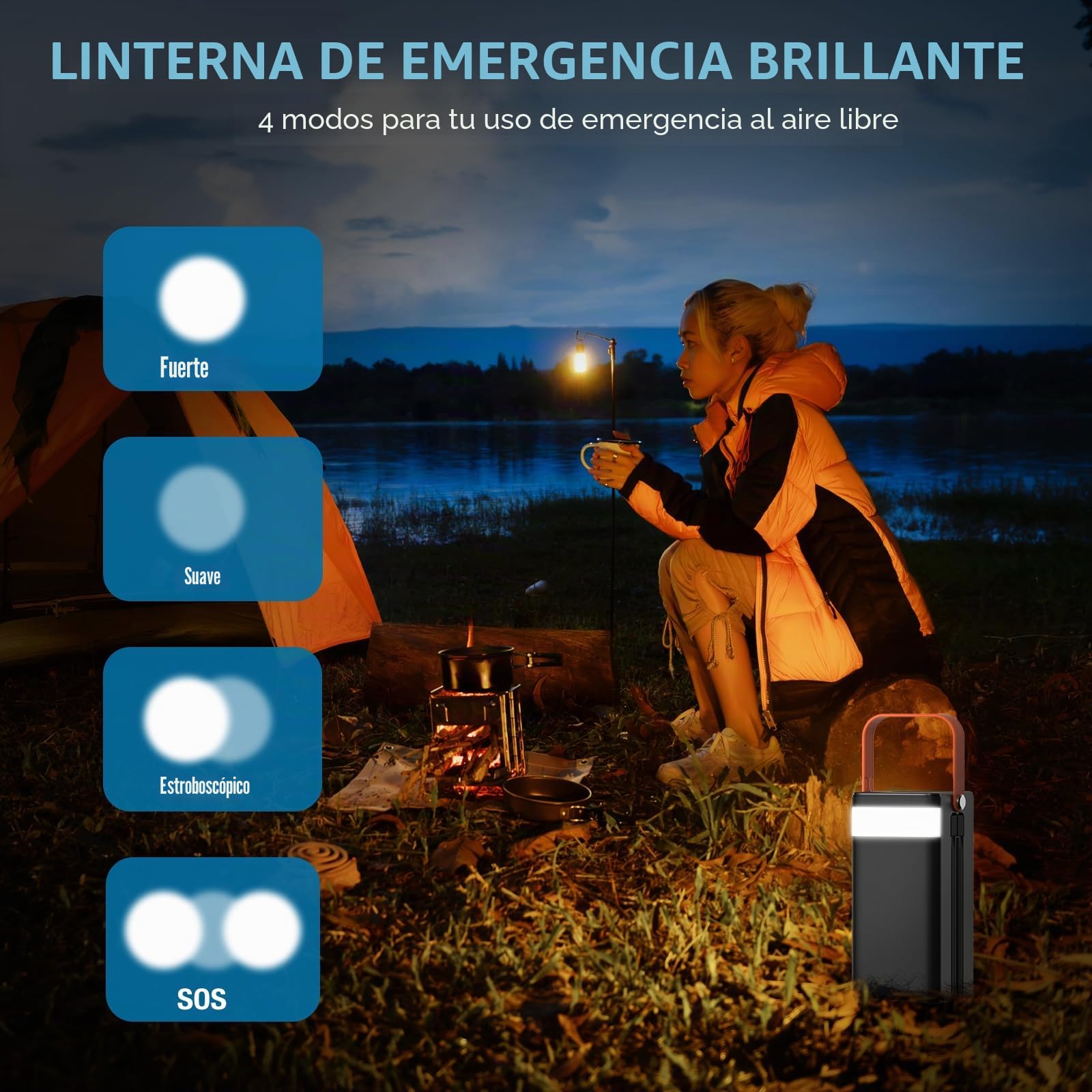 PGYOB Estación de energía portátil, generador de 27,000 mAh para exteriores, cable integrado, batería de respaldo para carga de teléfono, viajes y uso doméstico, camping