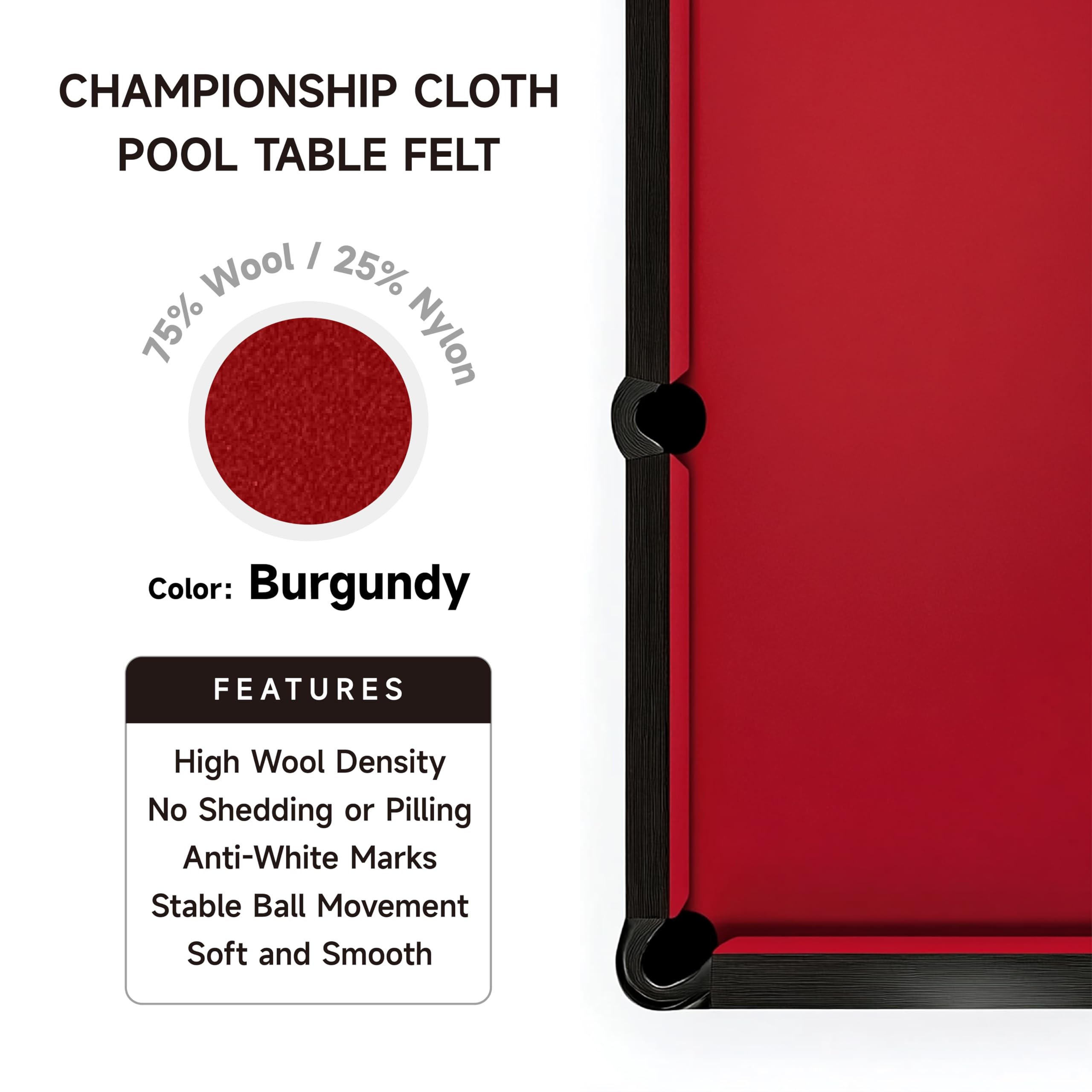 Empire USA Championship - Burgundy Invitational Felt w/Teflon - 9ft
