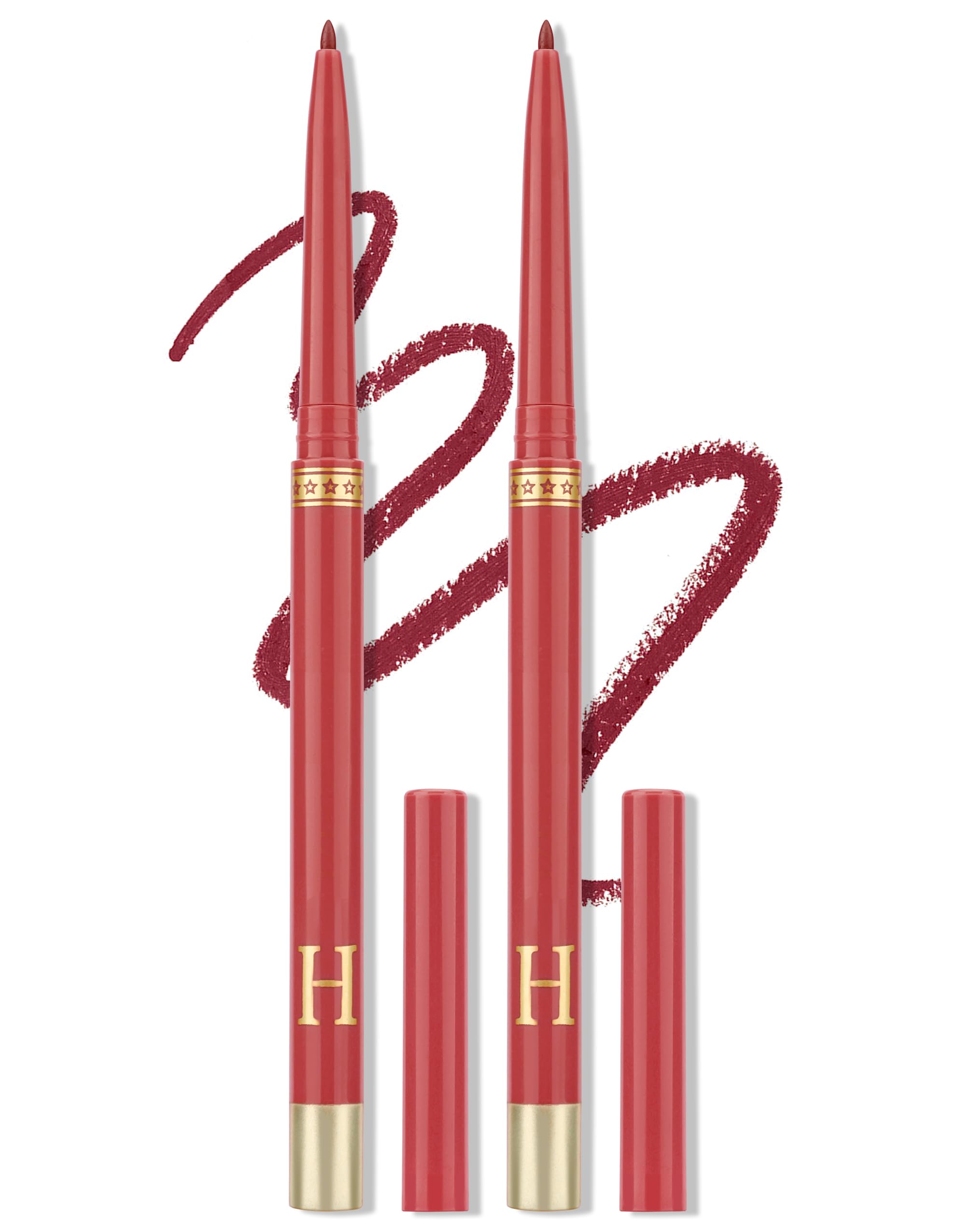2PCS Burgundy Gel Eyeliner Pencil Waterproof Smudge Proof Soft Smooth Texture Hypoallergenic Eye Liner Pen Makeup for Women