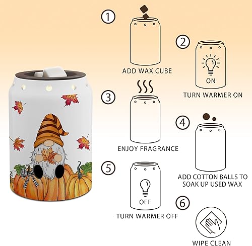 Miniatura 7 de Bonsai Tree Decoraciones de otoño para el hogar, calentador de cera de otoño, calentador de cera de cerámica de gnomo para velas de aceite,