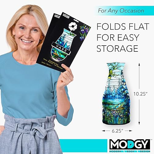 Miniatura 6 de MODGY Florero expandible, plástico decorativo moderno plegable impreso jarrones para centros de mesa para bodas, mesa de comedor, decoración del