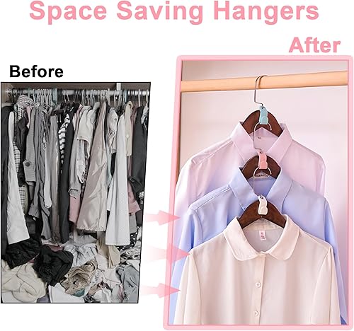 Miniatura 2 de 50 ganchos para colgar ropa que ahorran espacio, organizadores de plástico para armarios y extensor de almacenamiento para conexión de perchas