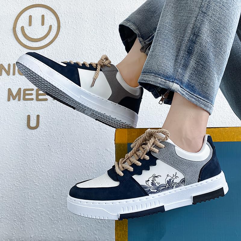 Retro Fashion Low-top Casual Trend Shoes, Spring and Autumn Niche Design, Men's Trendy Color Matching Shoes, lace-up Suitable for Outdoor, Campus, Walking, Street, Jogging, Travel4