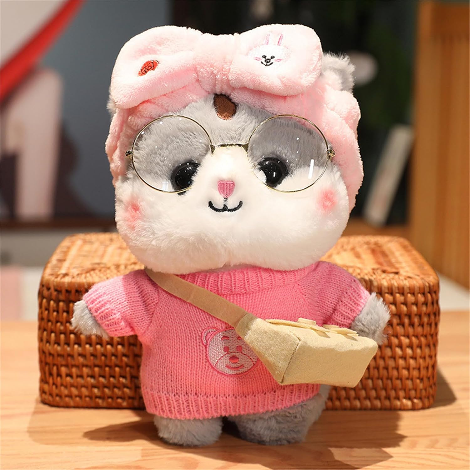 Grey Cat Stuffed Animals Plush Toy with Removable Clothes Cute Soft Cat Plush Stuffed Gifts for Kids - 12 Inch ([9ACC] Lovely Suits)