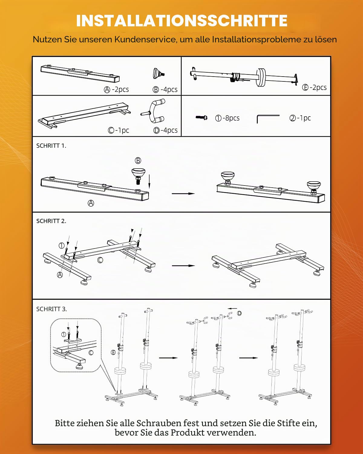 STRICH Gitarrenständer, 4 verstellbare Gitarrenständerhalter, robuster 4 Gitarrenständer für akustische E-Gitarren, Bass, Banjos, zusammenklappbar, Multi-Gitarrenständer, 4 Halter, FH-S4U