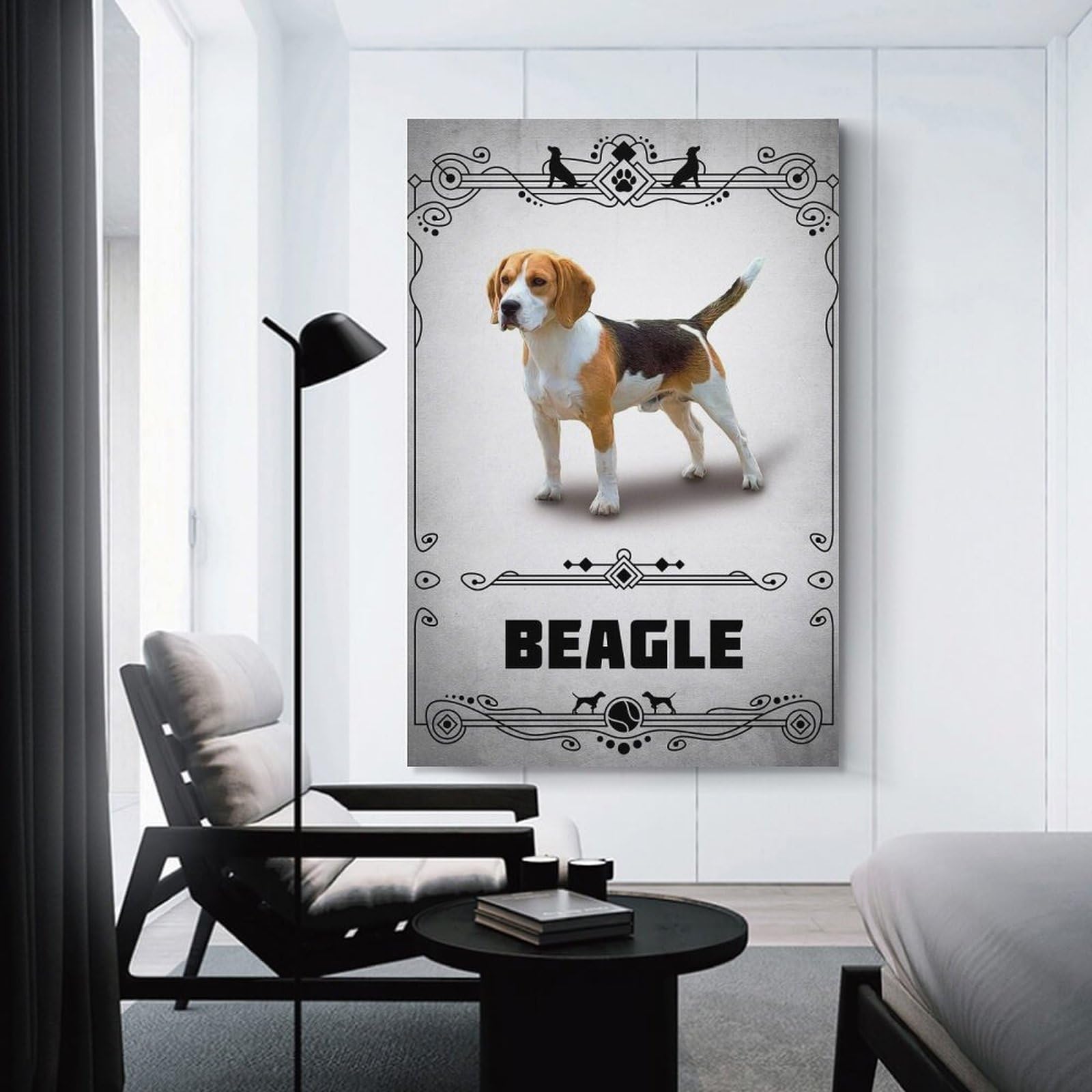 Junmoney Beagle Hanging Wall Art, 24x36inch(60x90cm), for Living Room, Bedroom, Office Or Hallway, Decorative Artwork with Broad Appeal