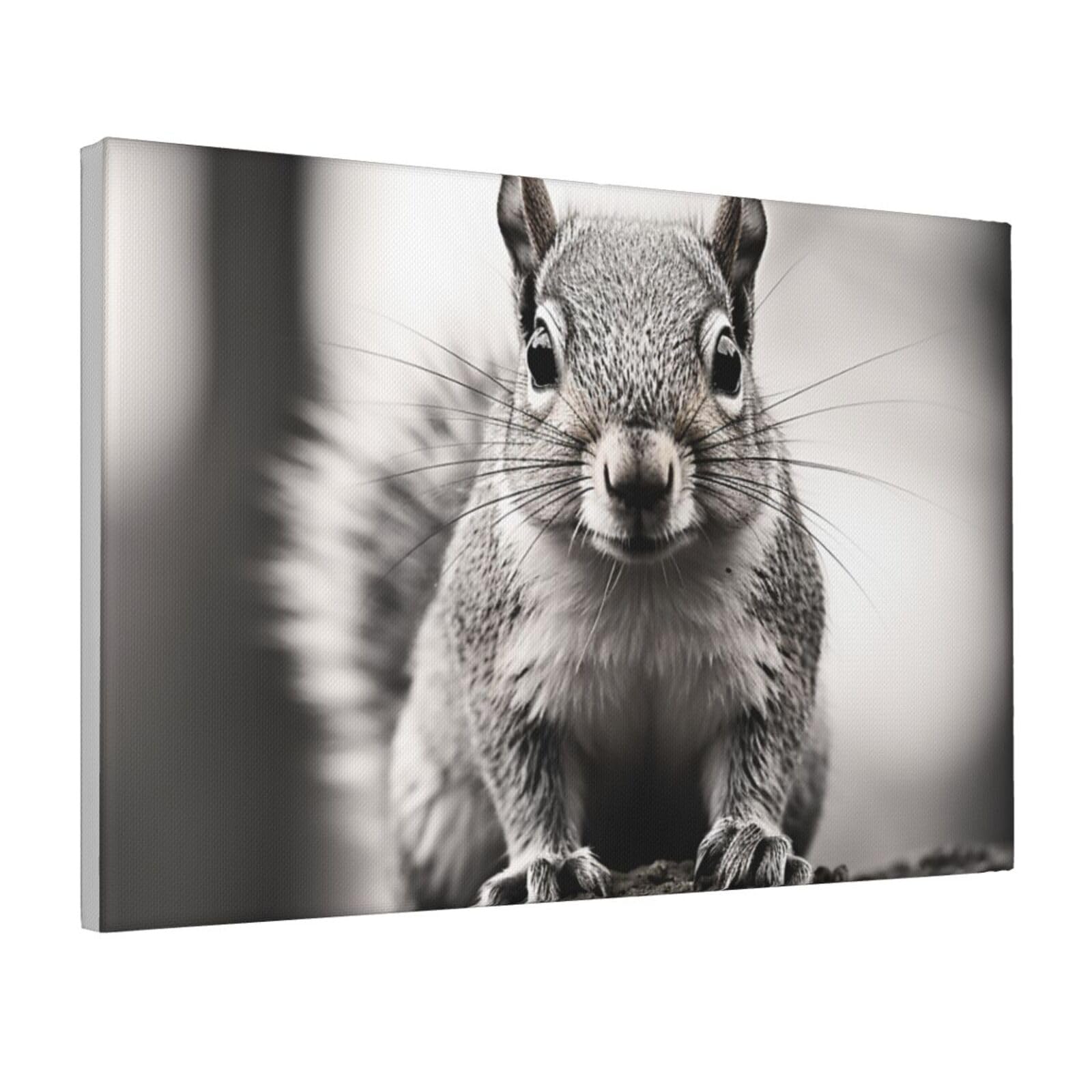 Framed Wall Art for Living Room Art Work, Light Gray Squirrel Picture Prints Modern Office Wall Paintings Poster Aesthetic Wall Decorations for Home Decor Ready To Hang 16"x24"