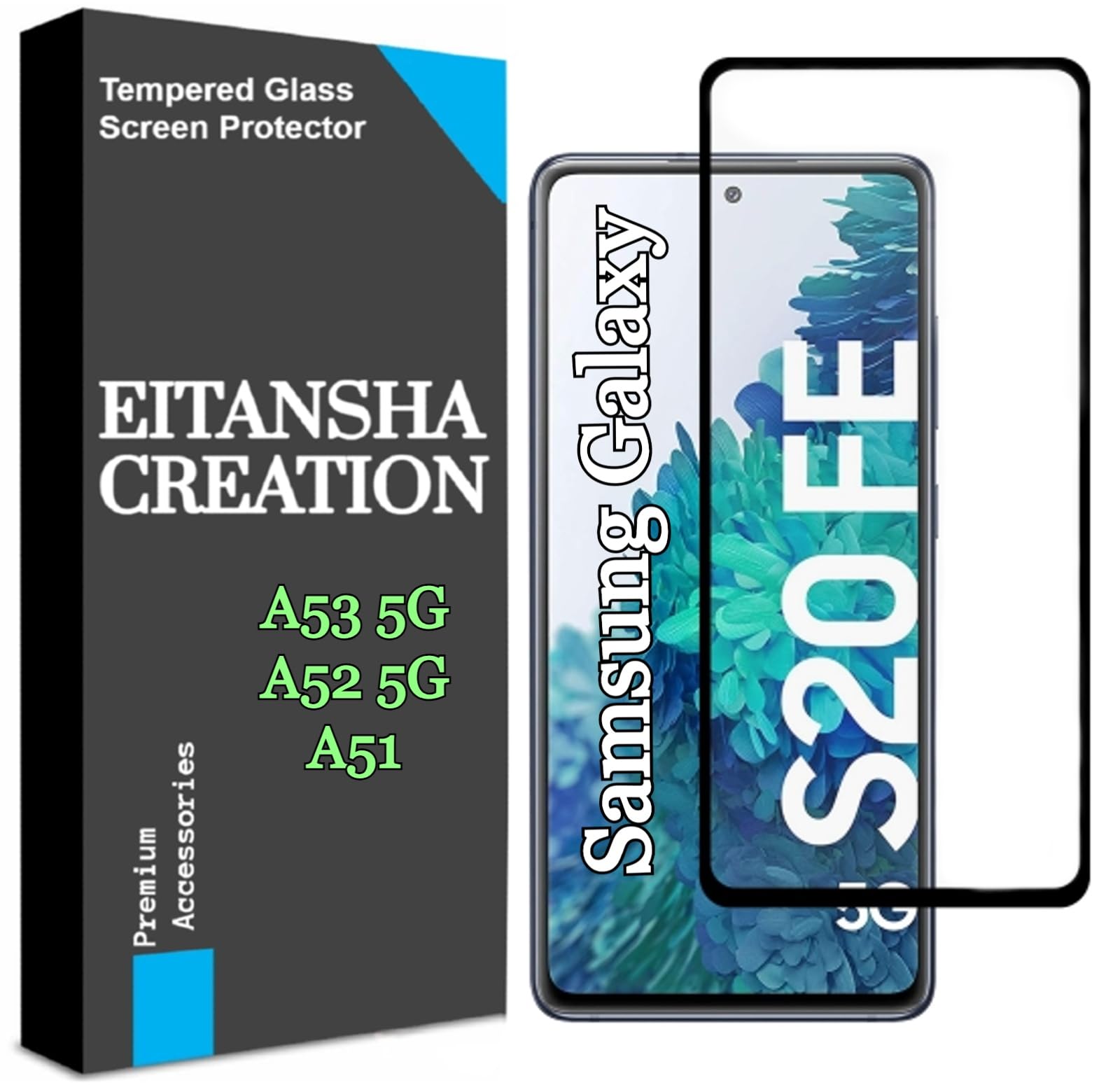 EITANSHA CREATION Edge to Edge Tempered Glass Screen Protector For Samsung Galaxy S20 FE 5G, Samsung Galaxy A53 5G, Samsung Galaxy A52 5G Installation kit (B0BWNVB461) Amazon Price History, Amazon Price Tracker