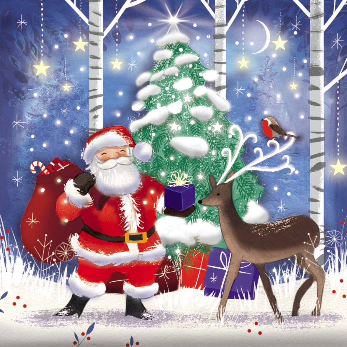 Pack of 8 Santa & Reindeer Mini Charity Christmas Cards Multiple Charities ASCX0284, 10cm x 10cm