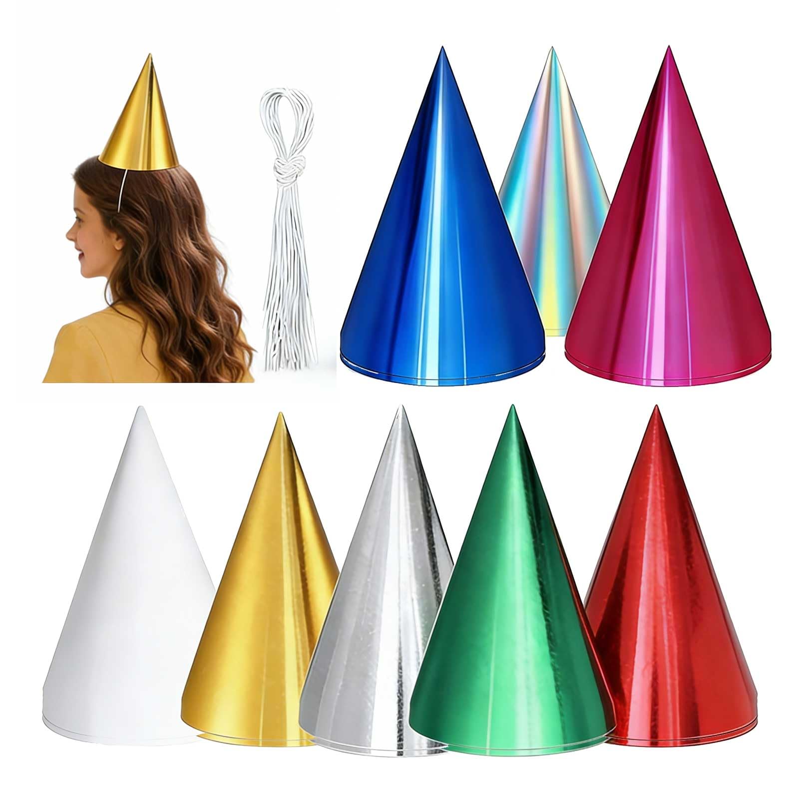 Tingliyi 16 Pcs Party Hats, Multicolor Paper Cone Birthday Hats, Party Hats for Adults & Party Hats for Kids, Mini Party Hats & Birthday Hat, DIY Personalised Party Hats, Party Decorations for Adults