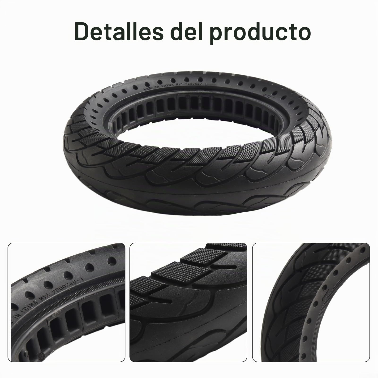 Neumático de goma sólida de 12 pulgadas para scooters eléctricos de 12 x 2.50 pulgadas, rueda de repuesto antipinchazos 12 1/2 x 2 1/4 (62-203) patrón denso agarre fuerte