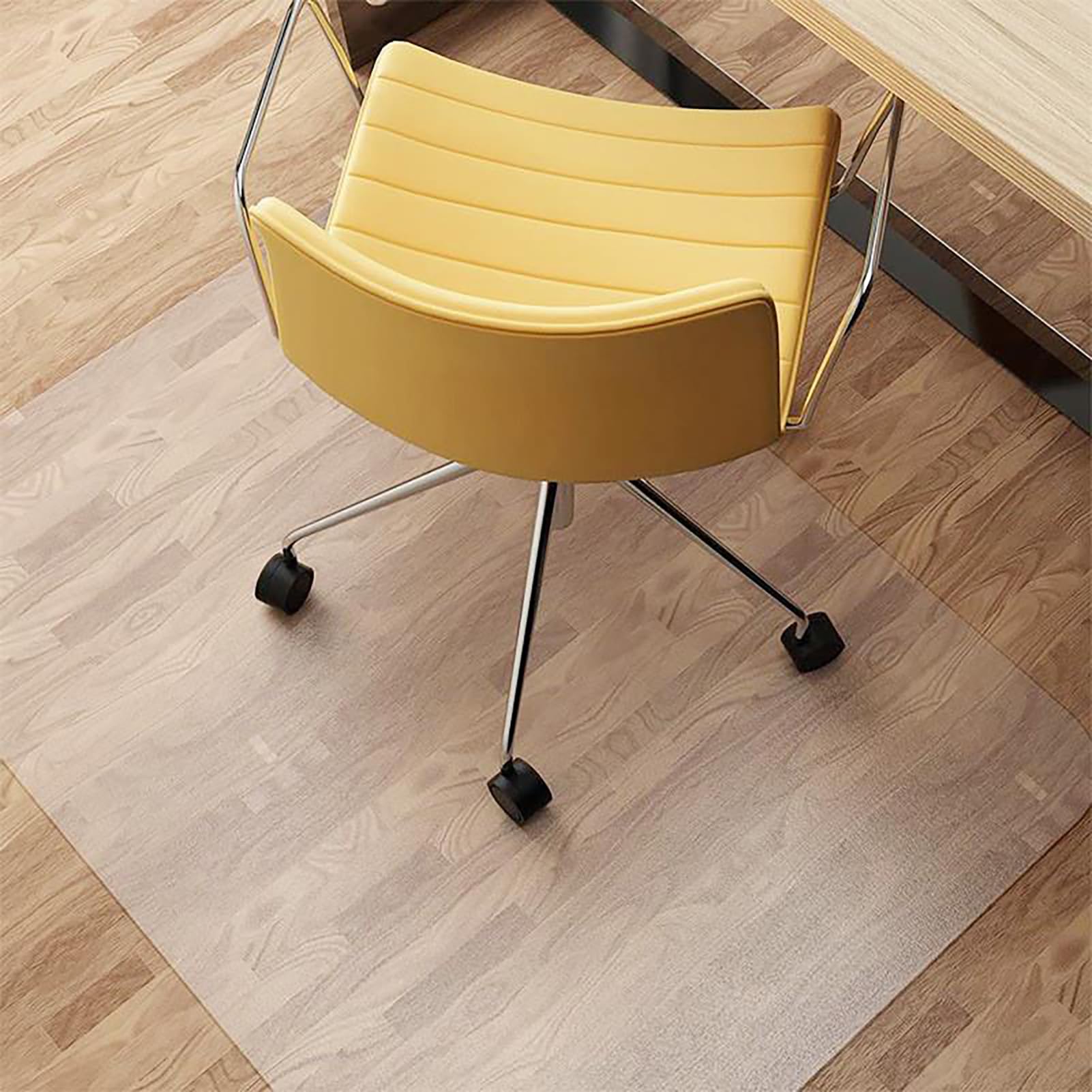 LeapYouth Bürostuhlmatte Für Teppichboden 114x134 Cm – Transparenter PVC-Bodenschutz, Rutschfest