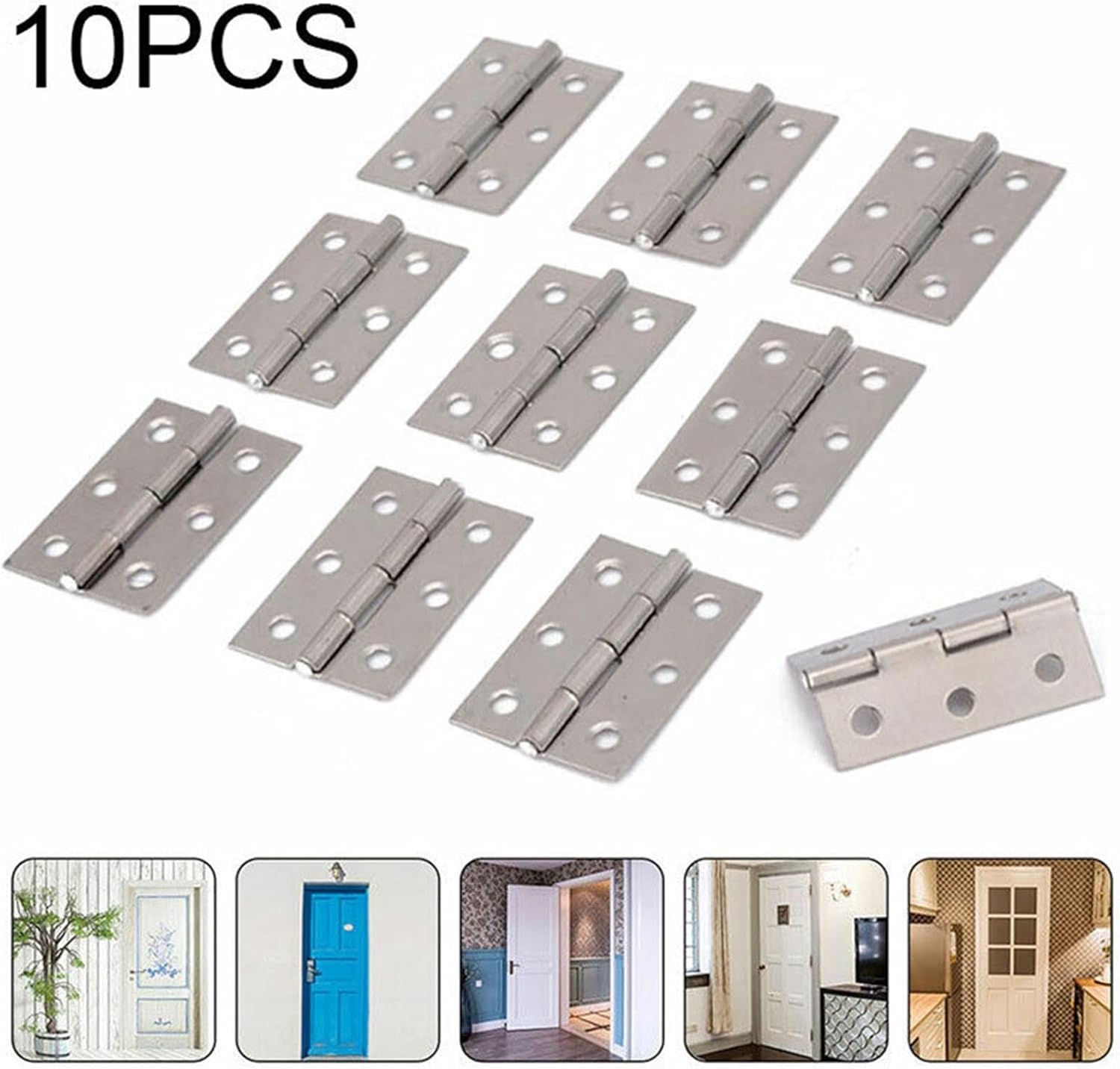 10Pcs Stainless Steel Door Hinges 2 Inch Cabinet Hinge Connector Door Window Flat Hinges Bookcase Drawer Furniture Hardware