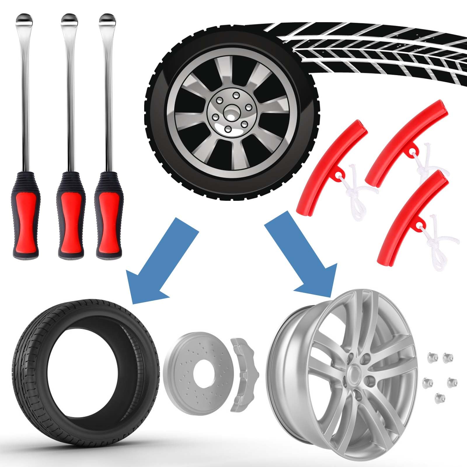 Protezioni Per Cerchioni In Gomma - Kit Di 6 Per Cambio Pneumatici Auto E Moto - Foto 11
