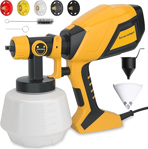 Miniatura 8 de Pulverizador de pintura inalámbrico, baterías de 21 V, 2 × 4.0 Ah, pistola pulverizadora eléctrica de alta potencia de 40.6 fl oz con 5 boquillas y