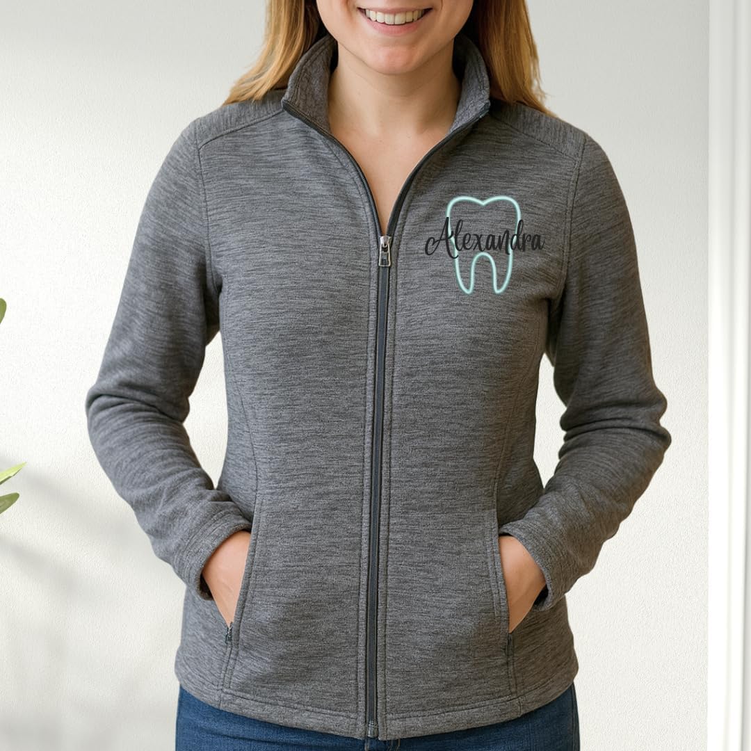 Custom Digi Stripe Fleece Jacket, Embroidered Nurse Workwear, Women Men Zip Up Outerwear, Medical Gift Apparel RN 9