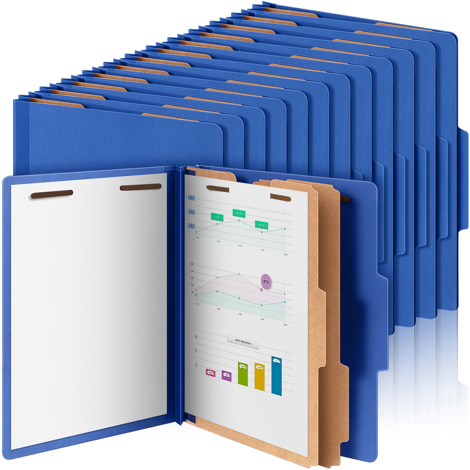AmazingSpark 72 Pcs 2 Divider Classification Folders Bulk, Dark Blue