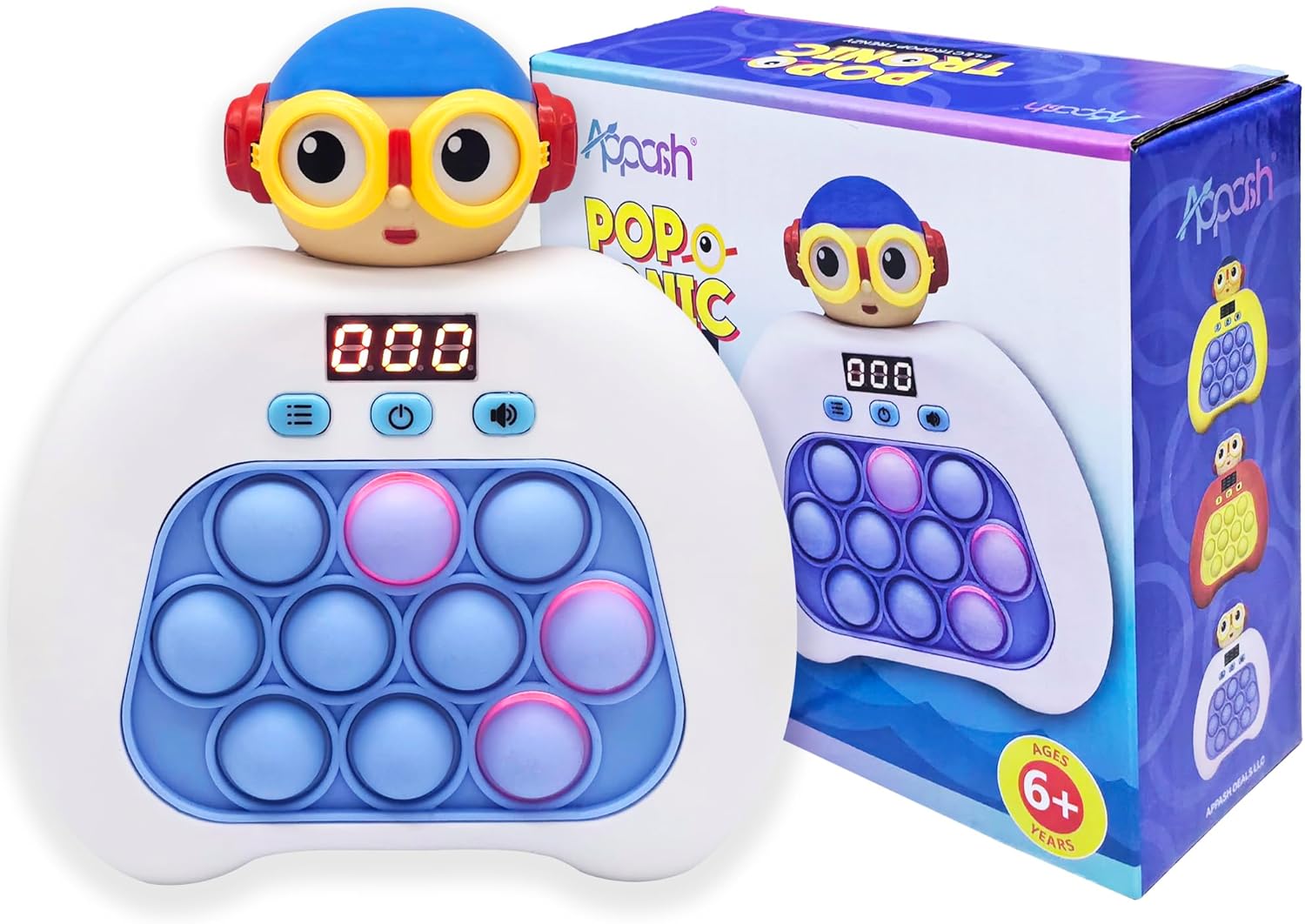 Upgraded Fast Push Pop It Game Crisp Click Light UP Bubbles 10 Modes Quick Push Stress Relieving Buttons Speed Push Sensory Gift Toy for Kids and Adults[White]