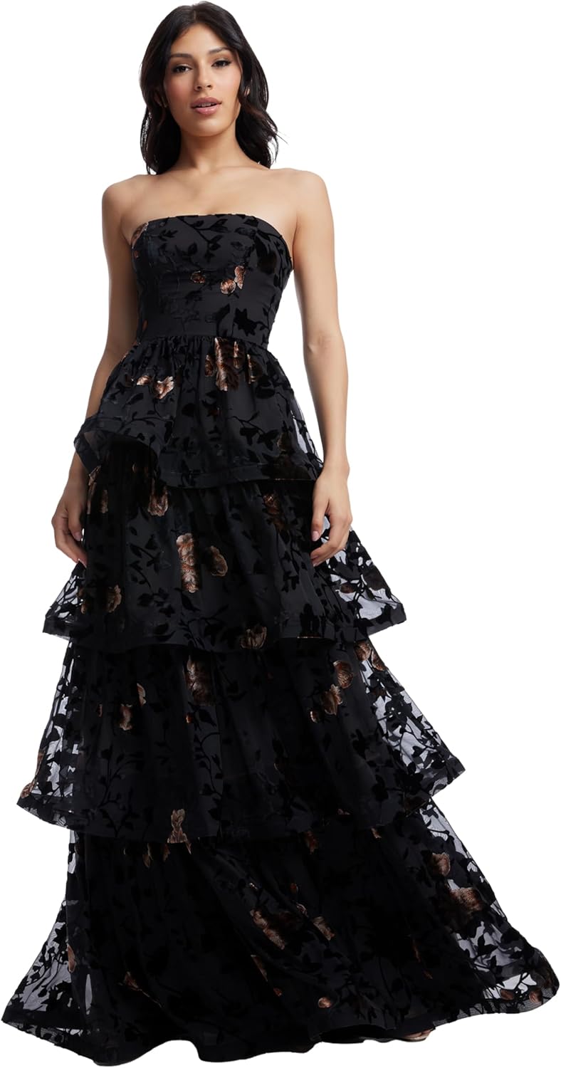 Dress the Population Womens Willa Fit and Flare Maxi Dress