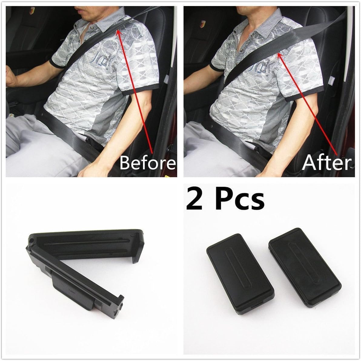 2 Pcs Black Smart Seatbelt Adjuster Clip Buckle Shoulder Relax Neck Comfort Supports Seat Belt Clip Cover