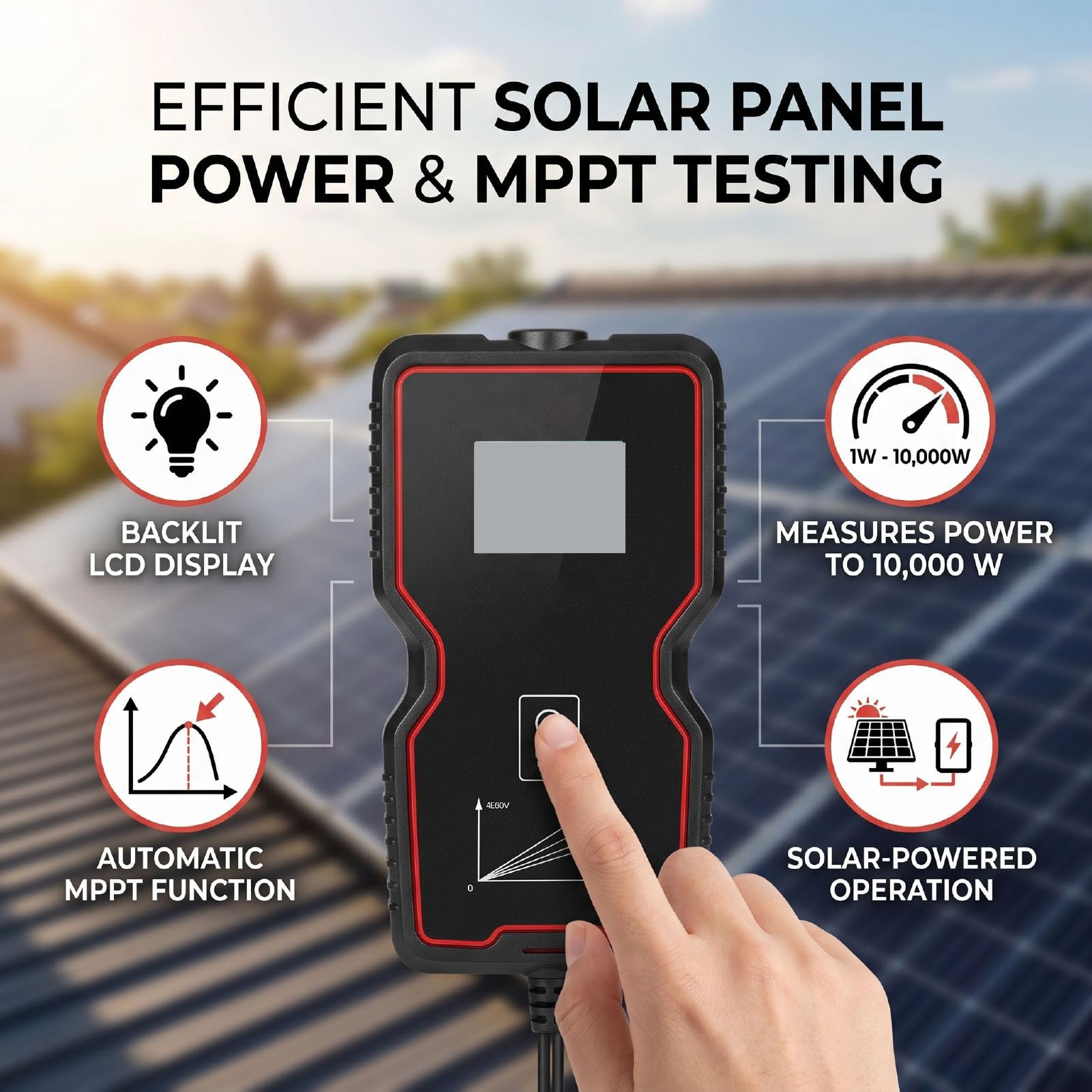 Fafeicy Tester per Pannelli Solari MPPT Multimetro Fotovoltaico da 10000 W